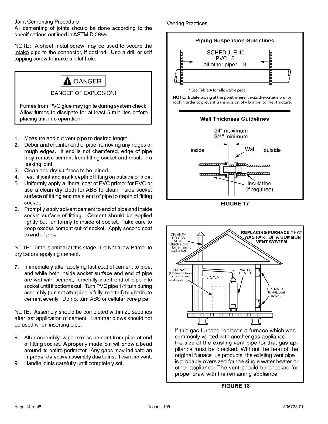 Allied Air Enterprises A93DF, A95DF, 92G1DF Joint Cementing Procedure, Venting Practices Piping Suspension Guidelines 