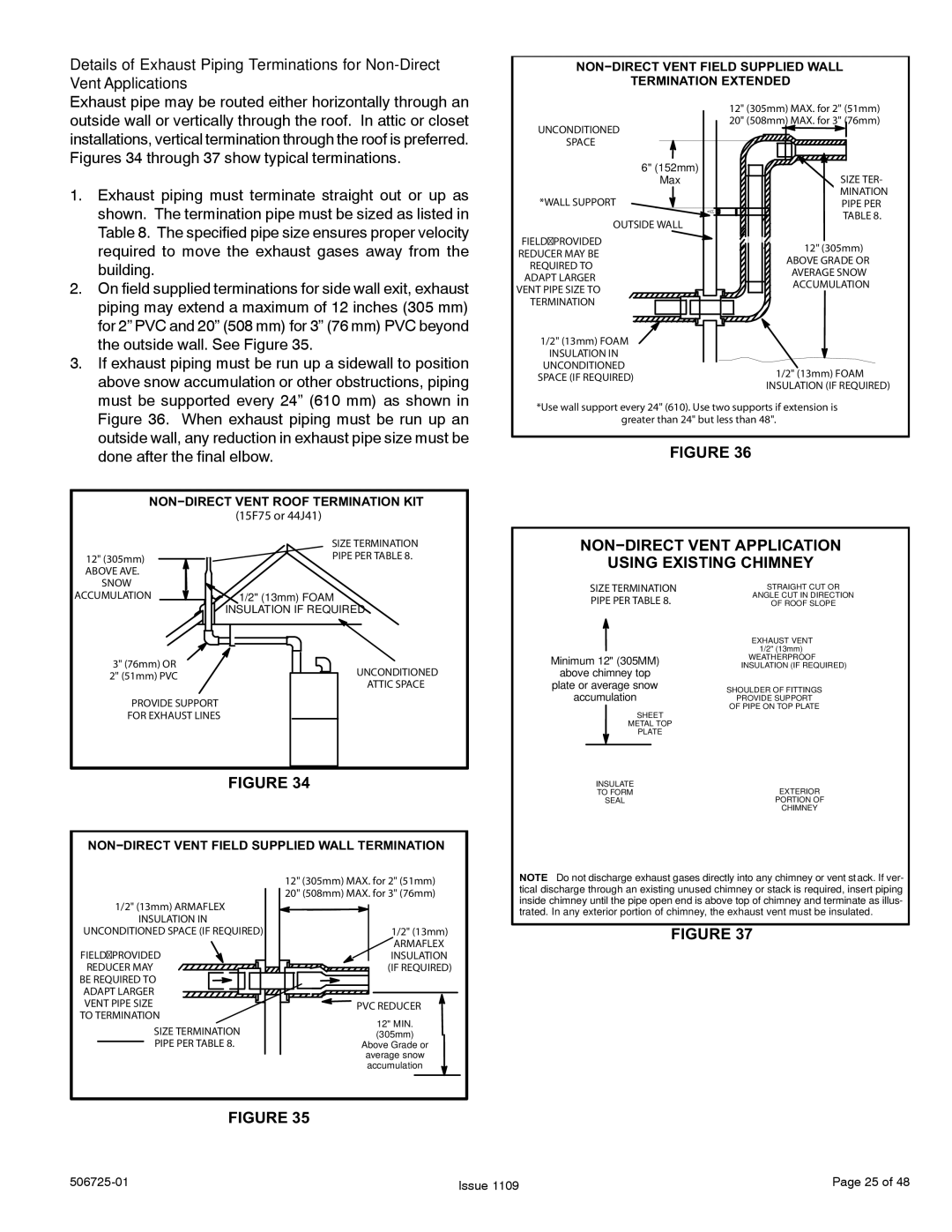 Allied Air Enterprises 92G1DF NON−DIRECT Vent Application Using Existing Chimney, NON−DIRECT Vent Roof Termination KIT 