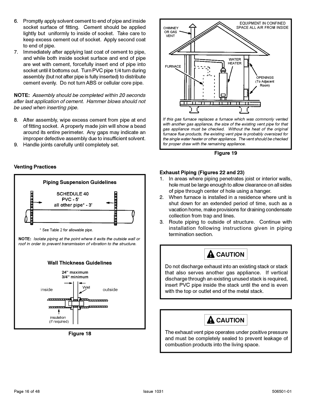 Allied Air Enterprises A95UH, 95G1UH, A93UH, 92G1UH installation instructions Exhaust Piping Figures 22 