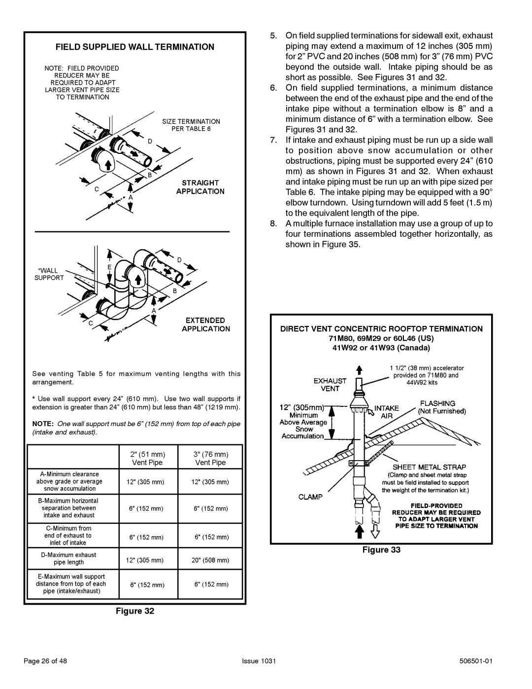 Allied Air Enterprises A93UH, A95UH, 95G1UH, 92G1UH installation instructions Direct Vent Concentric Rooftop Termination 