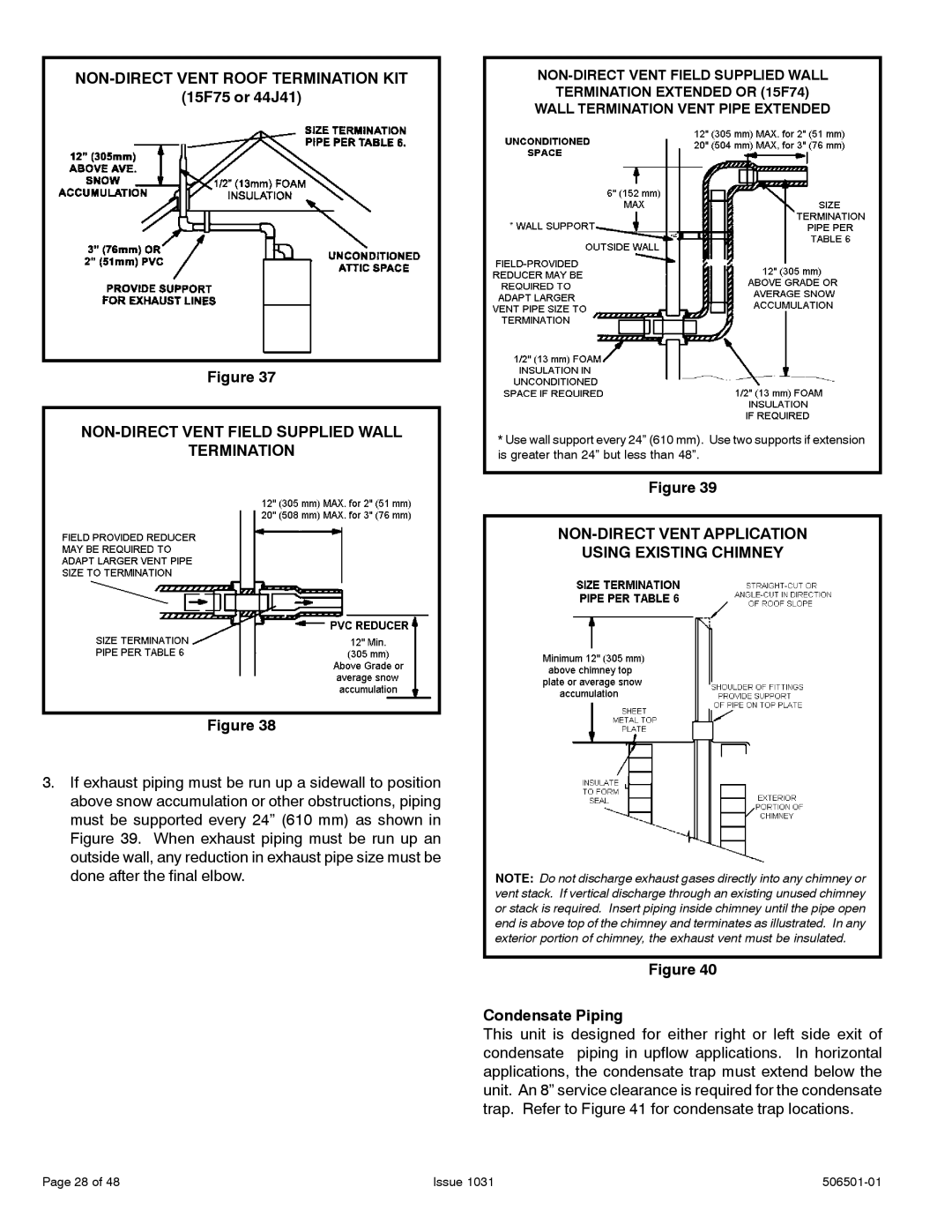 Allied Air Enterprises A95UH, 95G1UH NON-DIRECT Vent Roof Termination KIT, NON-DIRECT Vent Field Supplied Wall Termination 