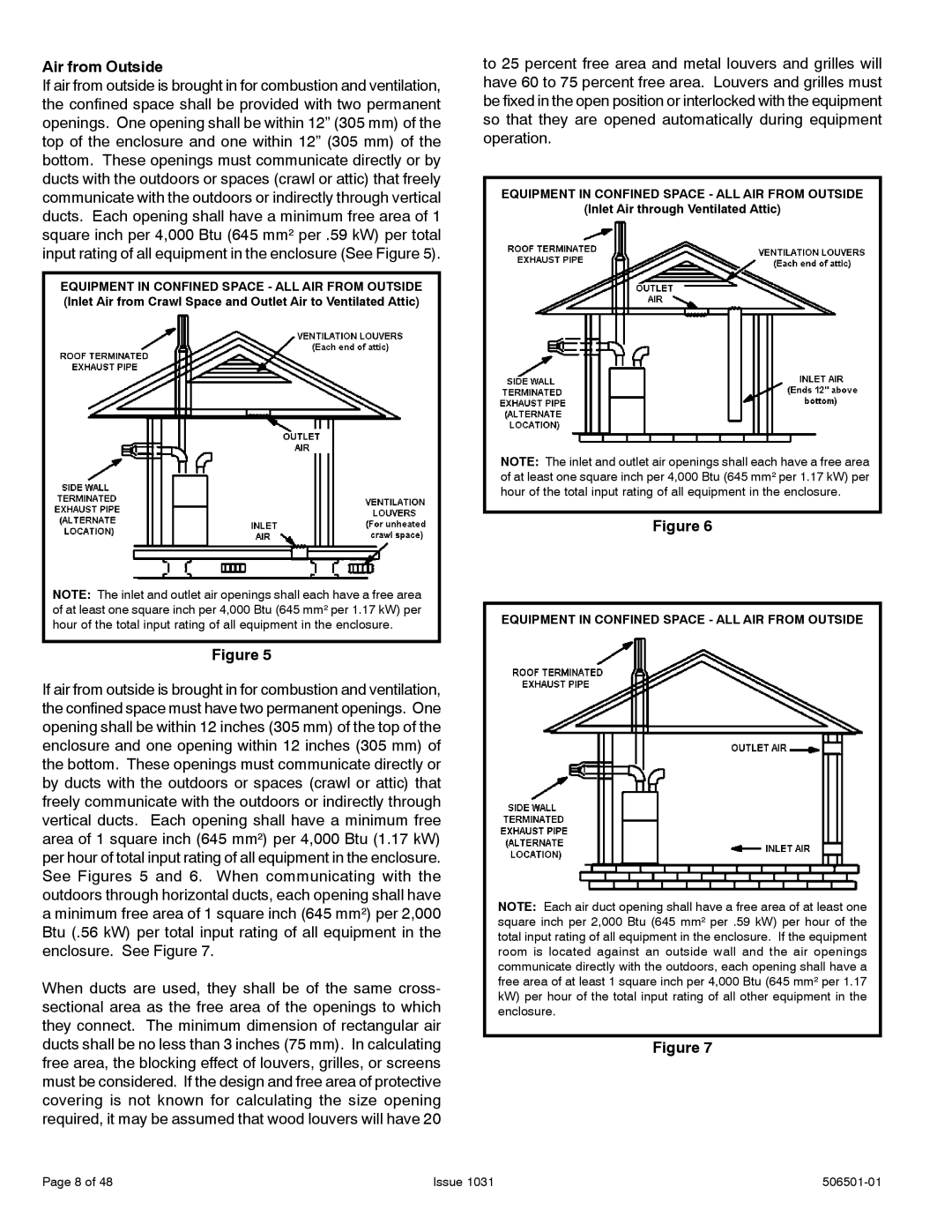 Allied Air Enterprises A95UH, 95G1UH, A93UH, 92G1UH installation instructions Air from Outside 