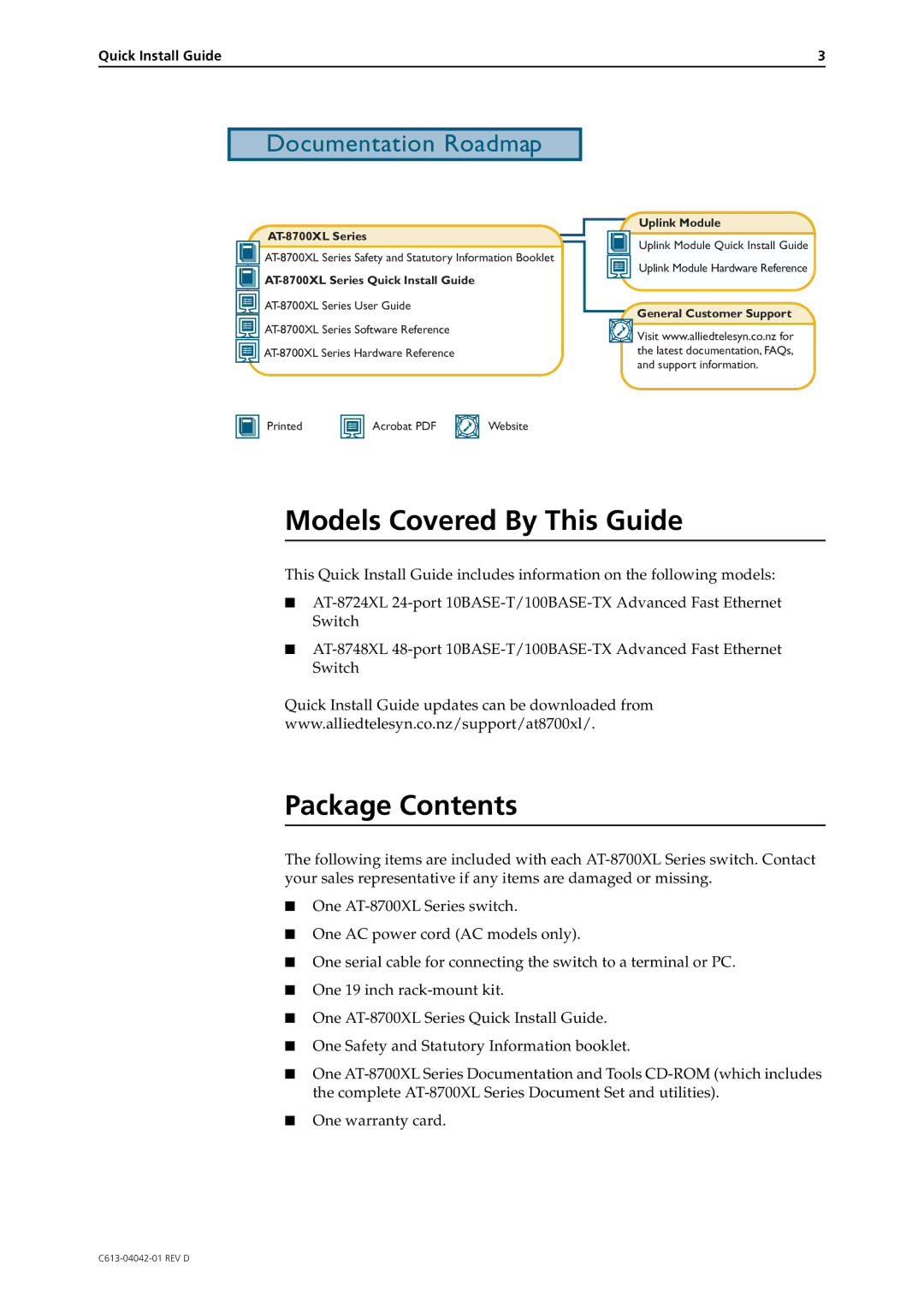 Allied International AT-8724XL, AT-8748XL manual Models Covered By This Guide, Package Contents 