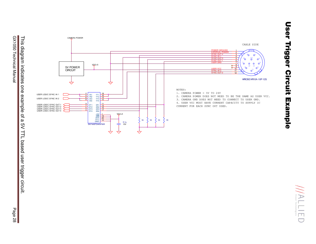 Allied International GX1050C manual User Trigger Circuit Example 