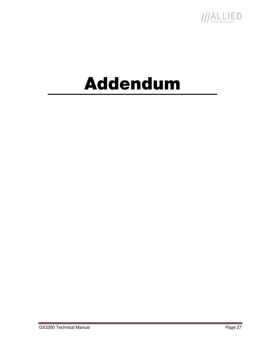 Allied International GX3300C manual Addendum 