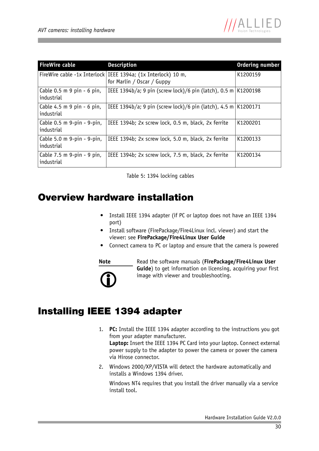 Allied International Home Security System manual Overview hardware installation, Installing Ieee 1394 adapter 