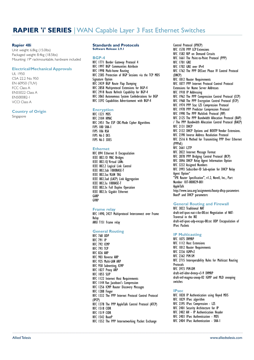 Allied Telesis 16fi, 24i, 48i manual BGP-4 