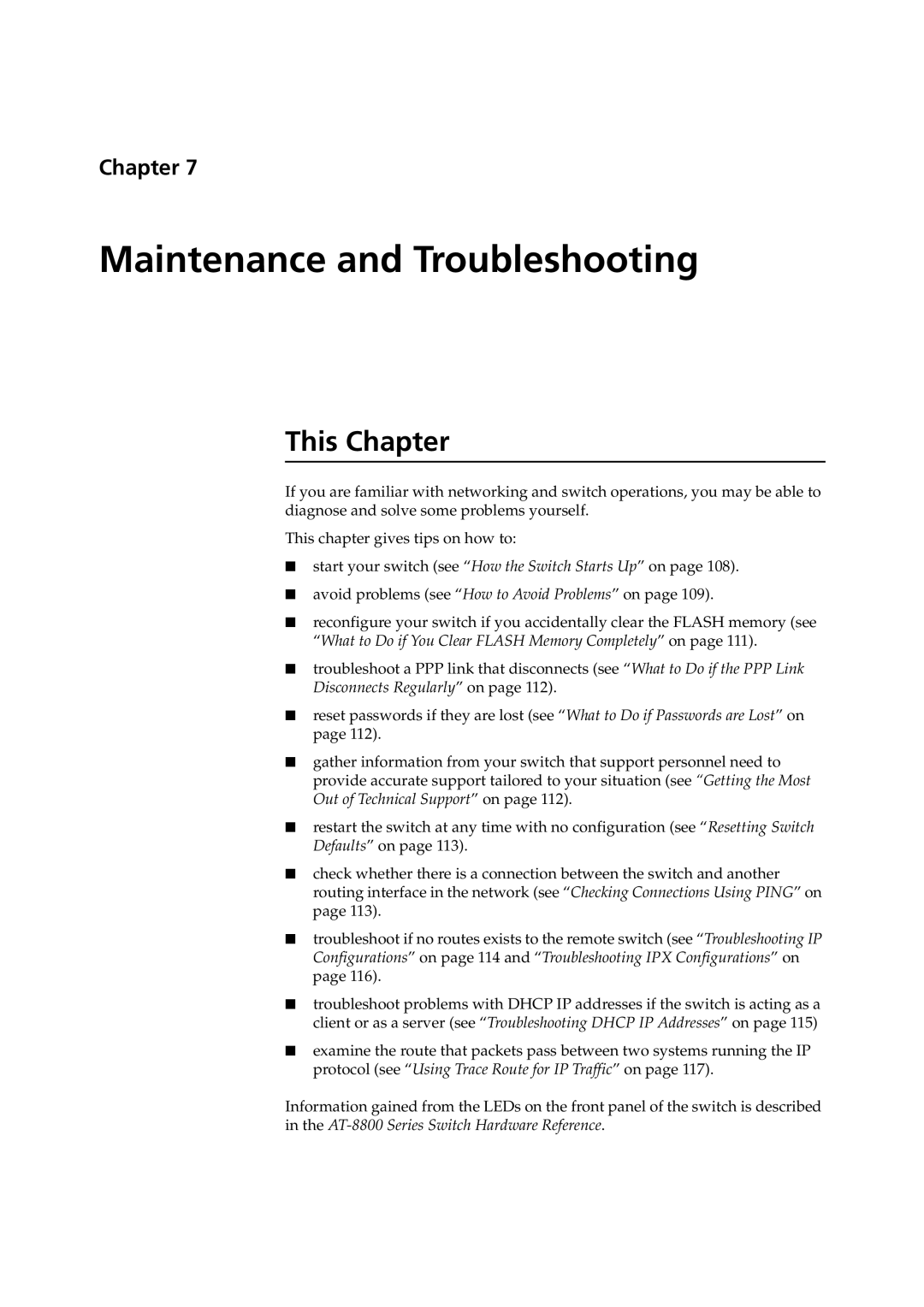 Allied Telesis 2.6.1 manual Maintenance and Troubleshooting 