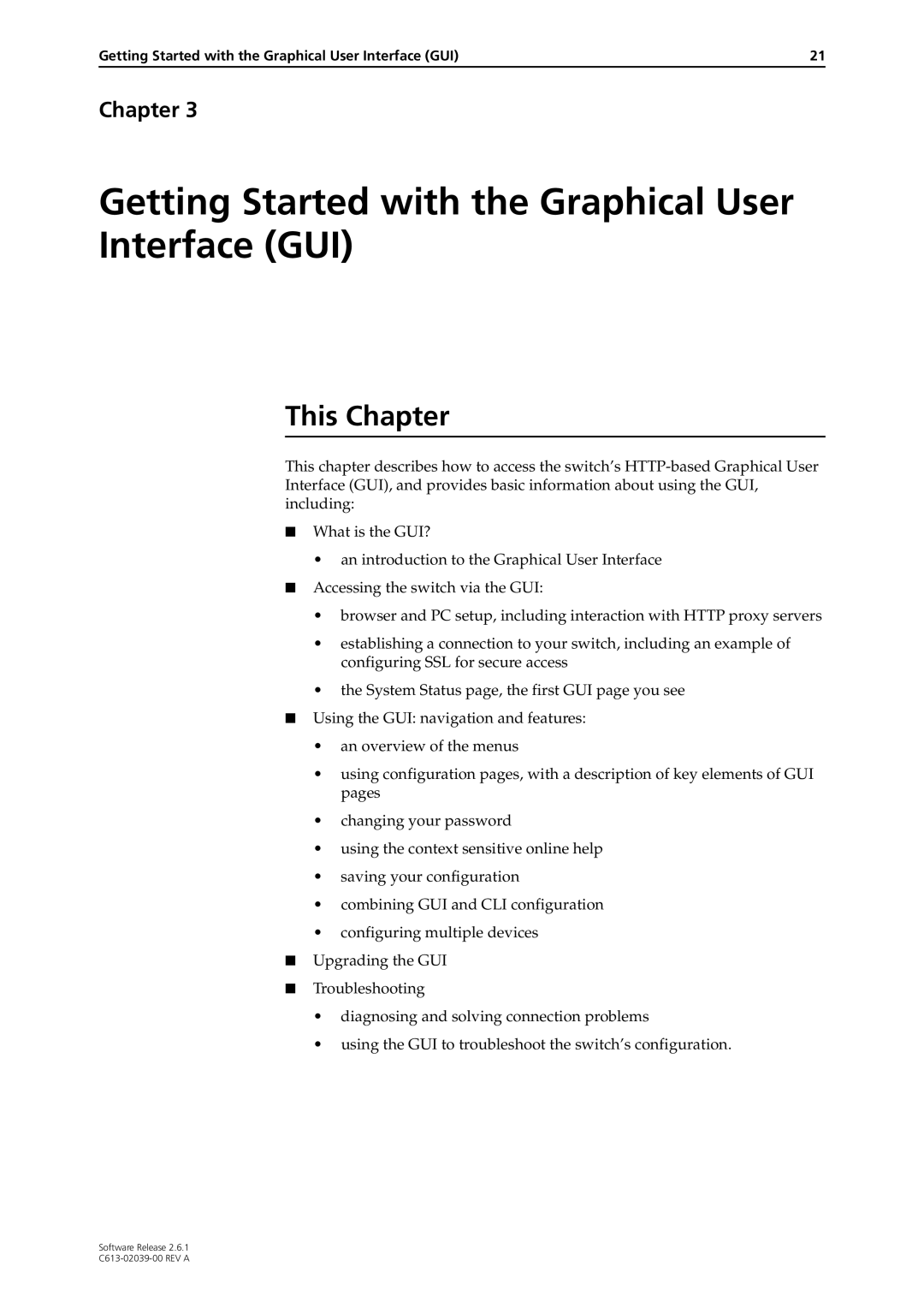 Allied Telesis 2.6.1 manual Getting Started with the Graphical User Interface GUI 