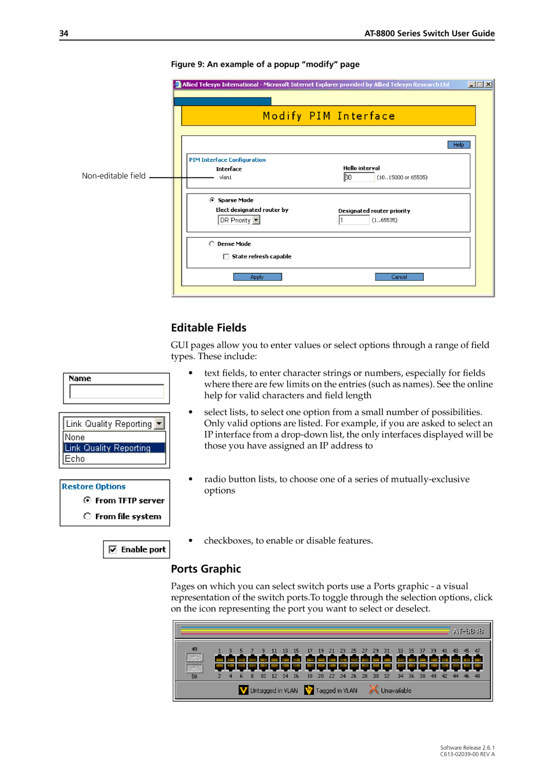 Allied Telesis 2.6.1 manual Editable Fields 