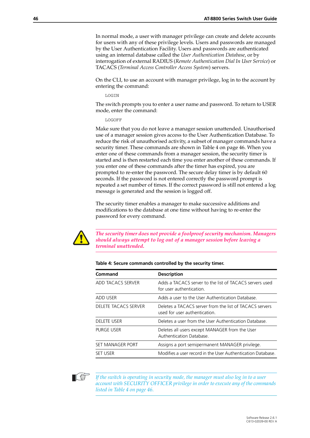 Allied Telesis 2.6.1 manual Login 