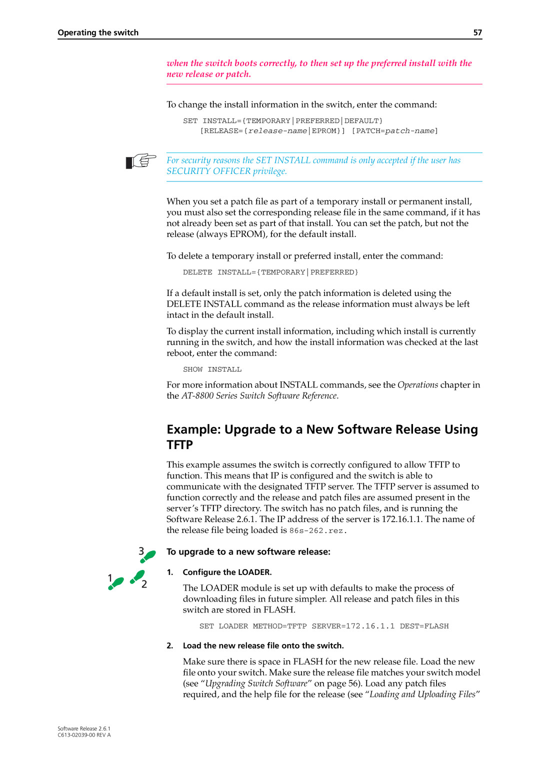 Allied Telesis 2.6.1 manual Example Upgrade to a New Software Release Using, To upgrade to a new software release 