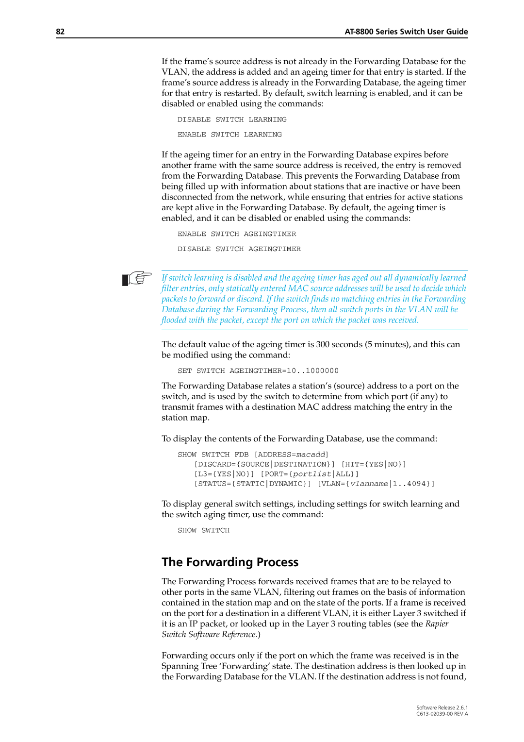 Allied Telesis 2.6.1 manual Forwarding Process 