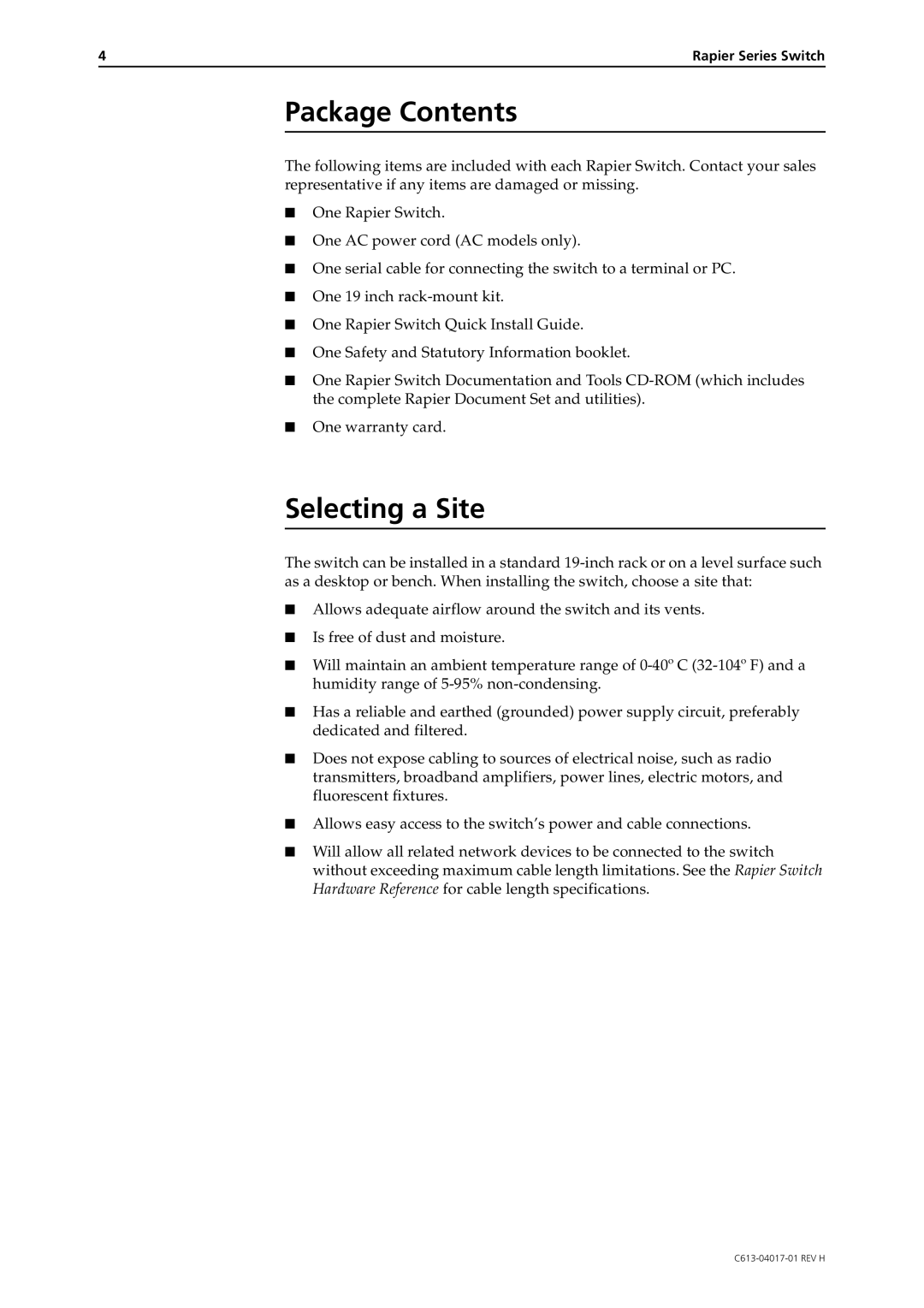 Allied Telesis 48, 24, G6f, AT-8088/SC manual Package Contents, Selecting a Site 