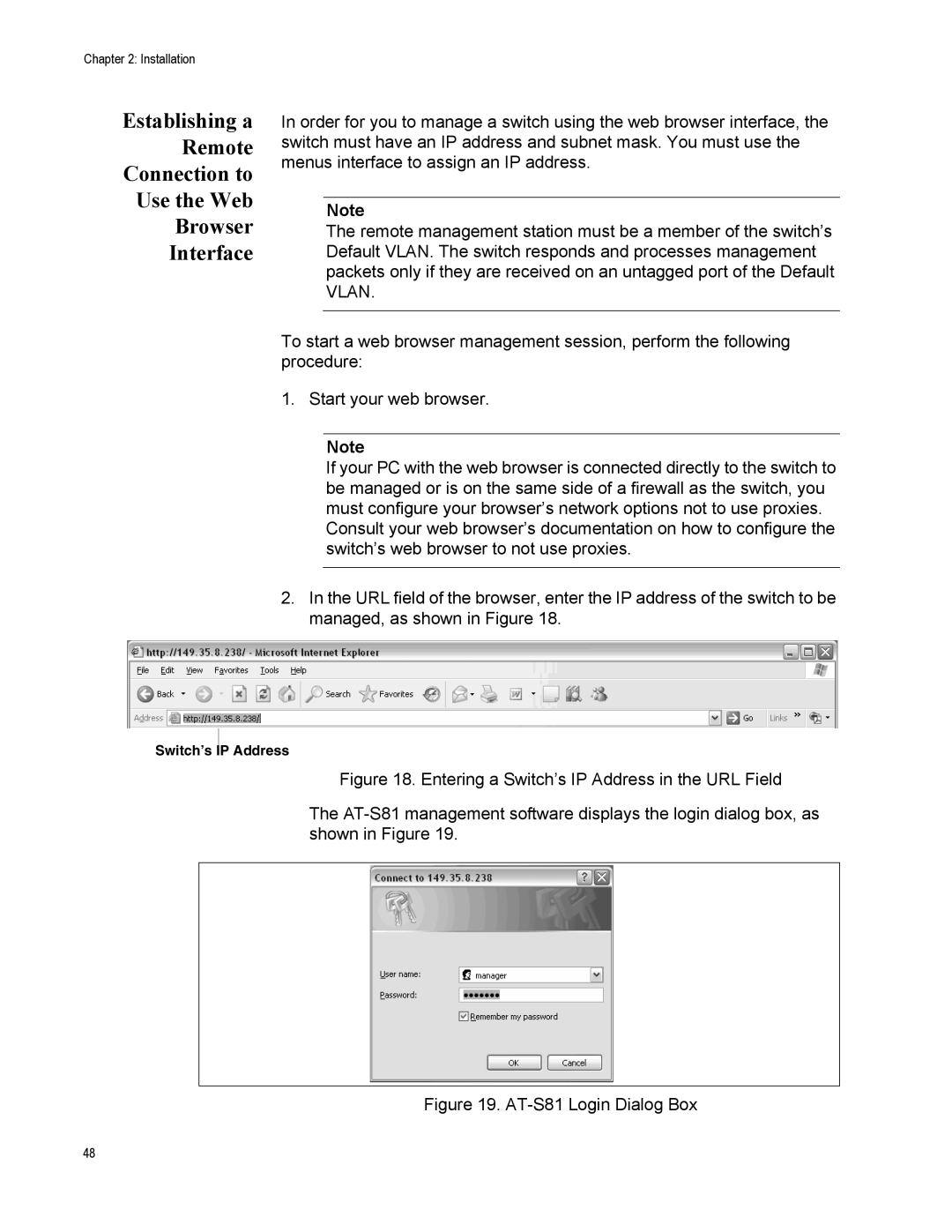 Allied Telesis 8000/8POE manual AT-S81 Login Dialog Box 