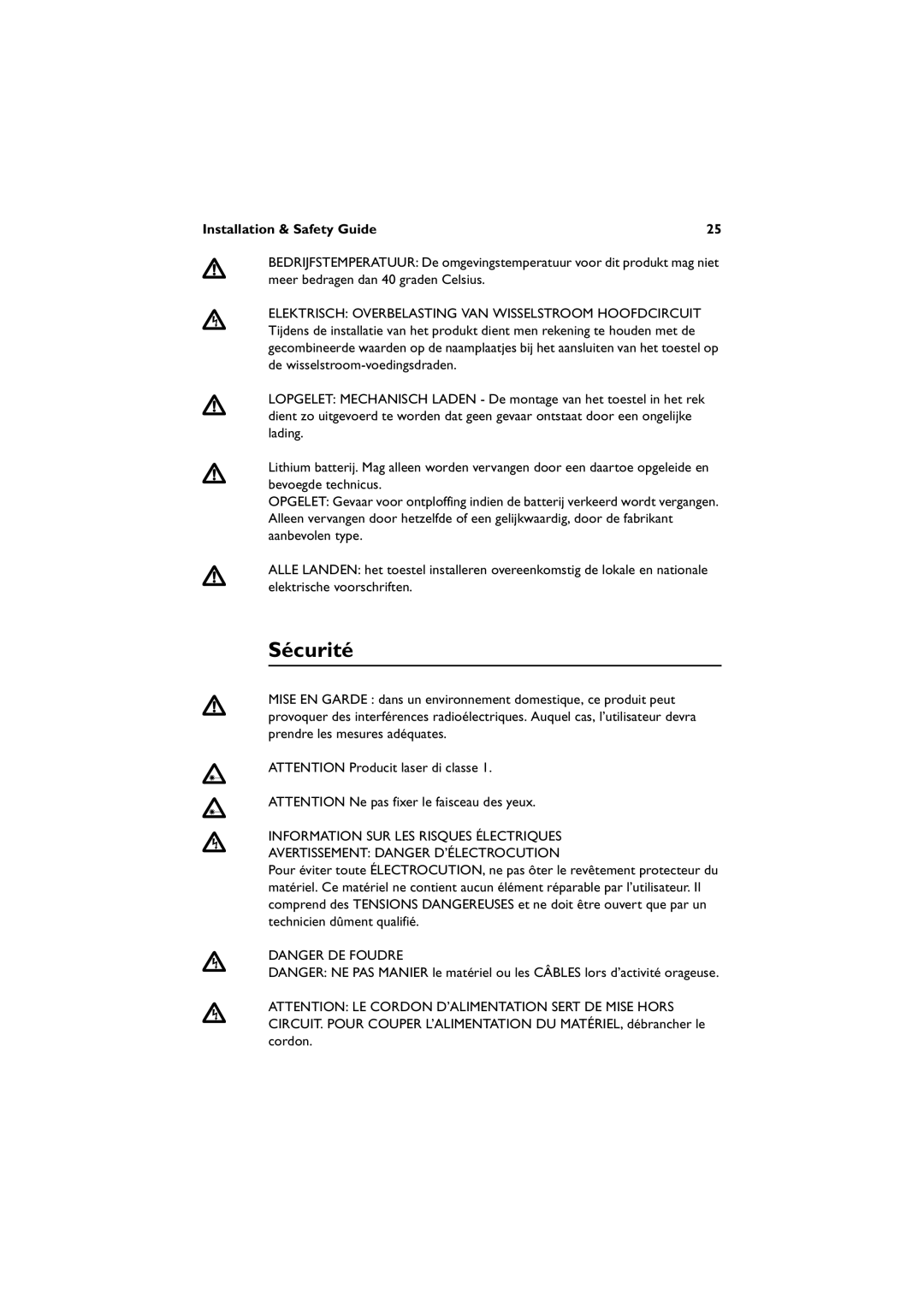 Allied Telesis 8648T/2SP, 8624T/2M, AT-8624POE manual Sécurité 