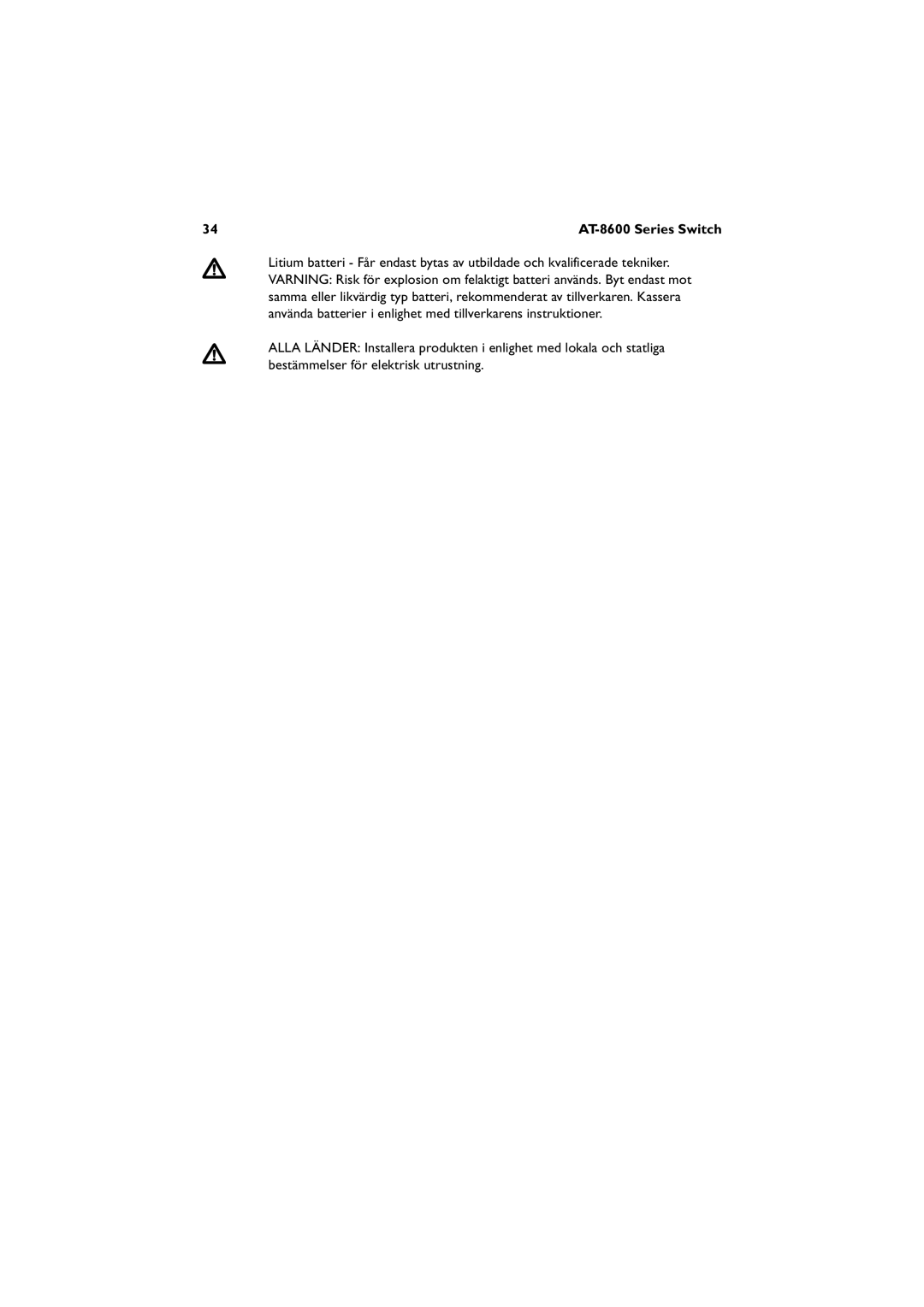 Allied Telesis 8648T/2SP, 8624T/2M, AT-8624POE manual AT-8600 Series Switch 