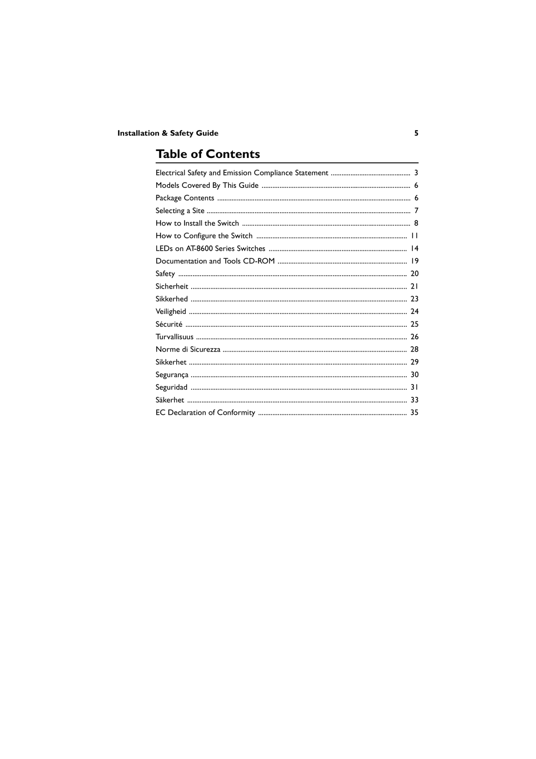 Allied Telesis AT-8624POE, 8624T/2M, 8648T/2SP manual Table of Contents 