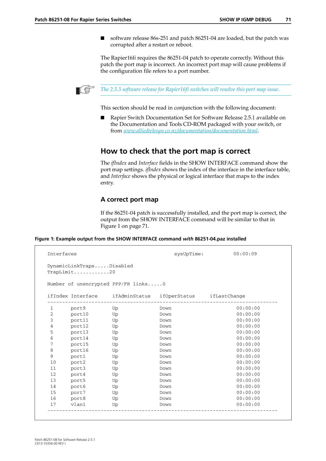 Allied Telesis 86251-08 manual How to check that the port map is correct 