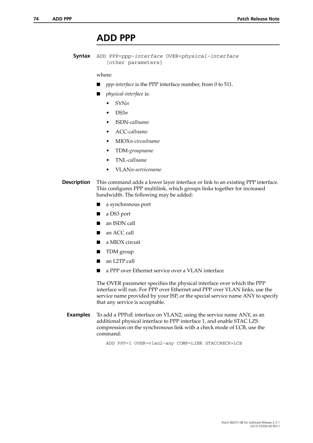 Allied Telesis 86251-08 manual Add Ppp 