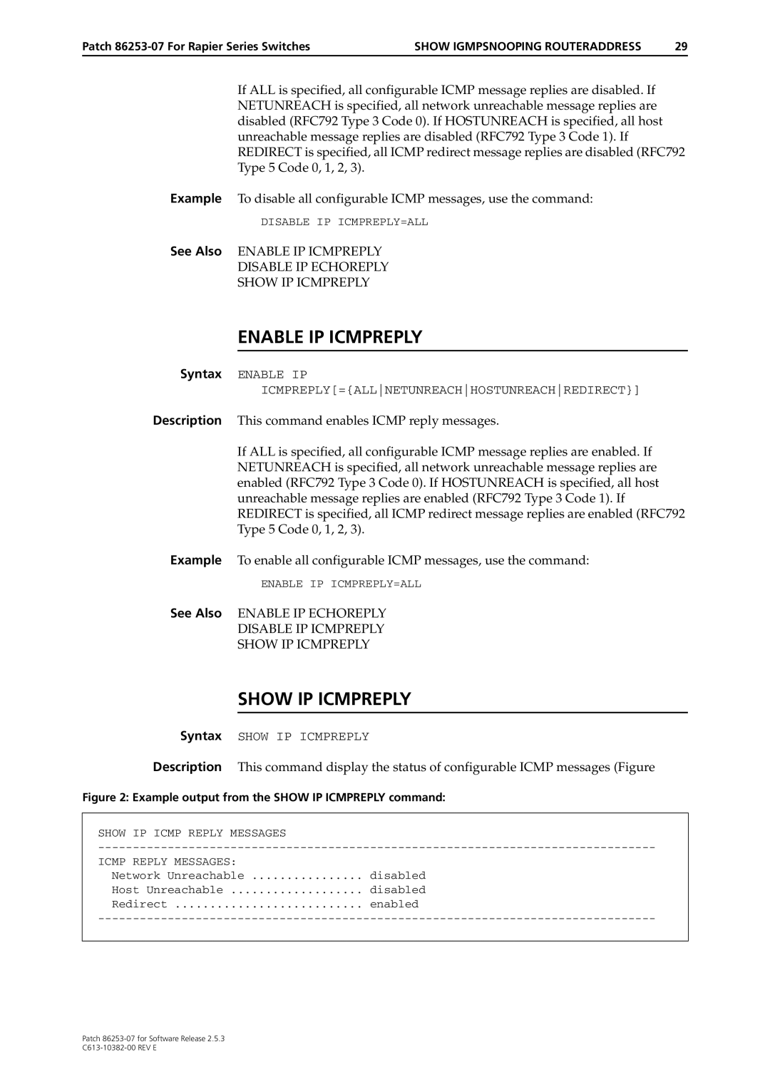 Allied Telesis 86253-07 manual Enable IP Icmpreply 