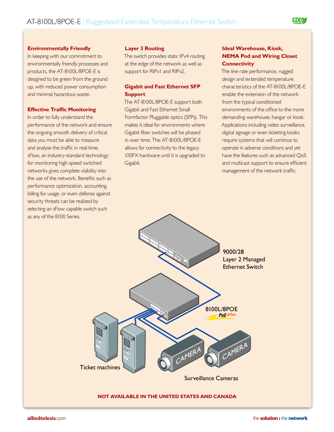 Allied Telesis 8POE-E manual Environmentally Friendly, Effective Traffic Monitoring, Layer 3 Routing 