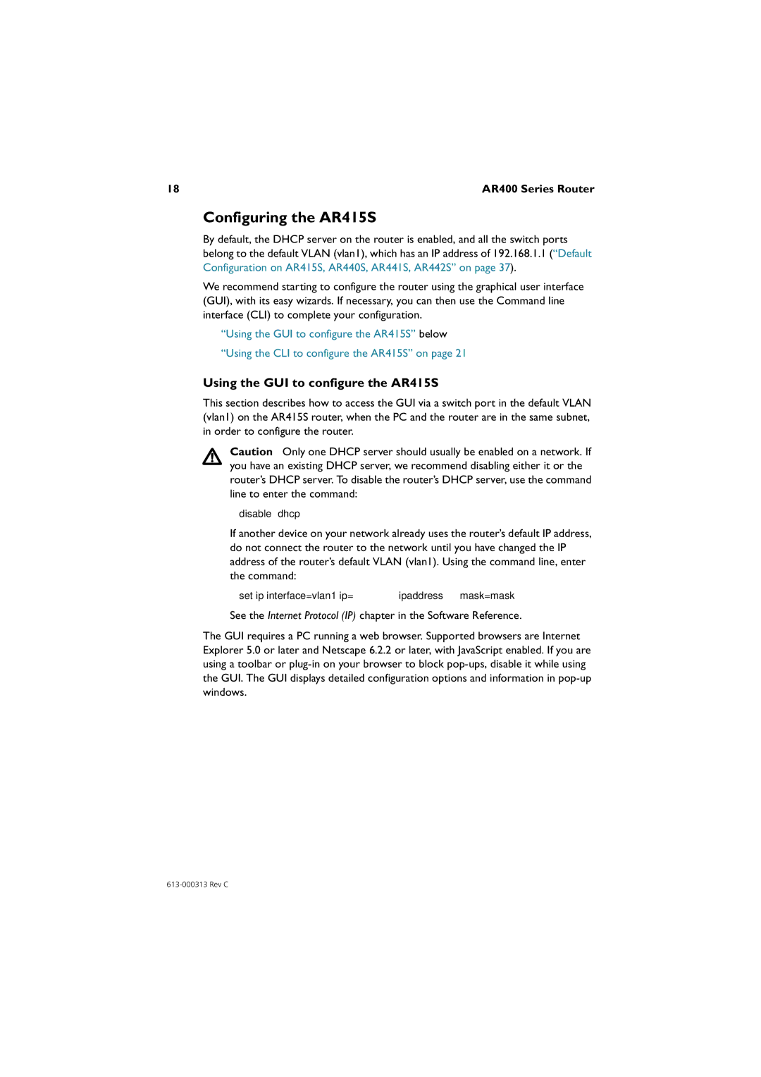 Allied Telesis AR400 series manual Configuring the AR415S, Using the GUI to configure the AR415S 