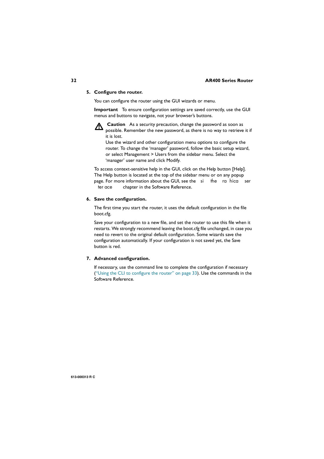 Allied Telesis AR400 series manual Configure the router 