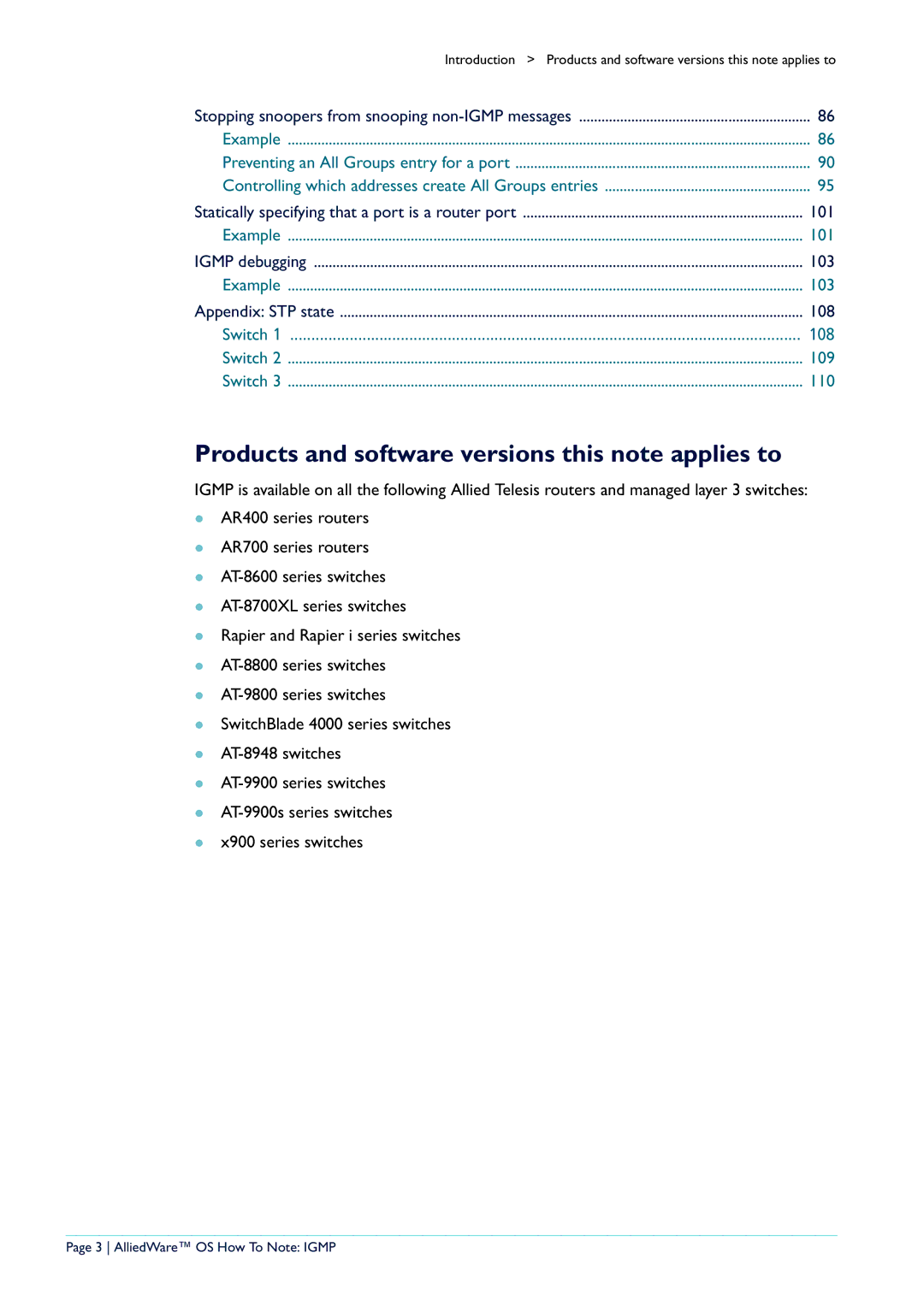 Allied Telesis AR400 manual Products and software versions this note applies to 