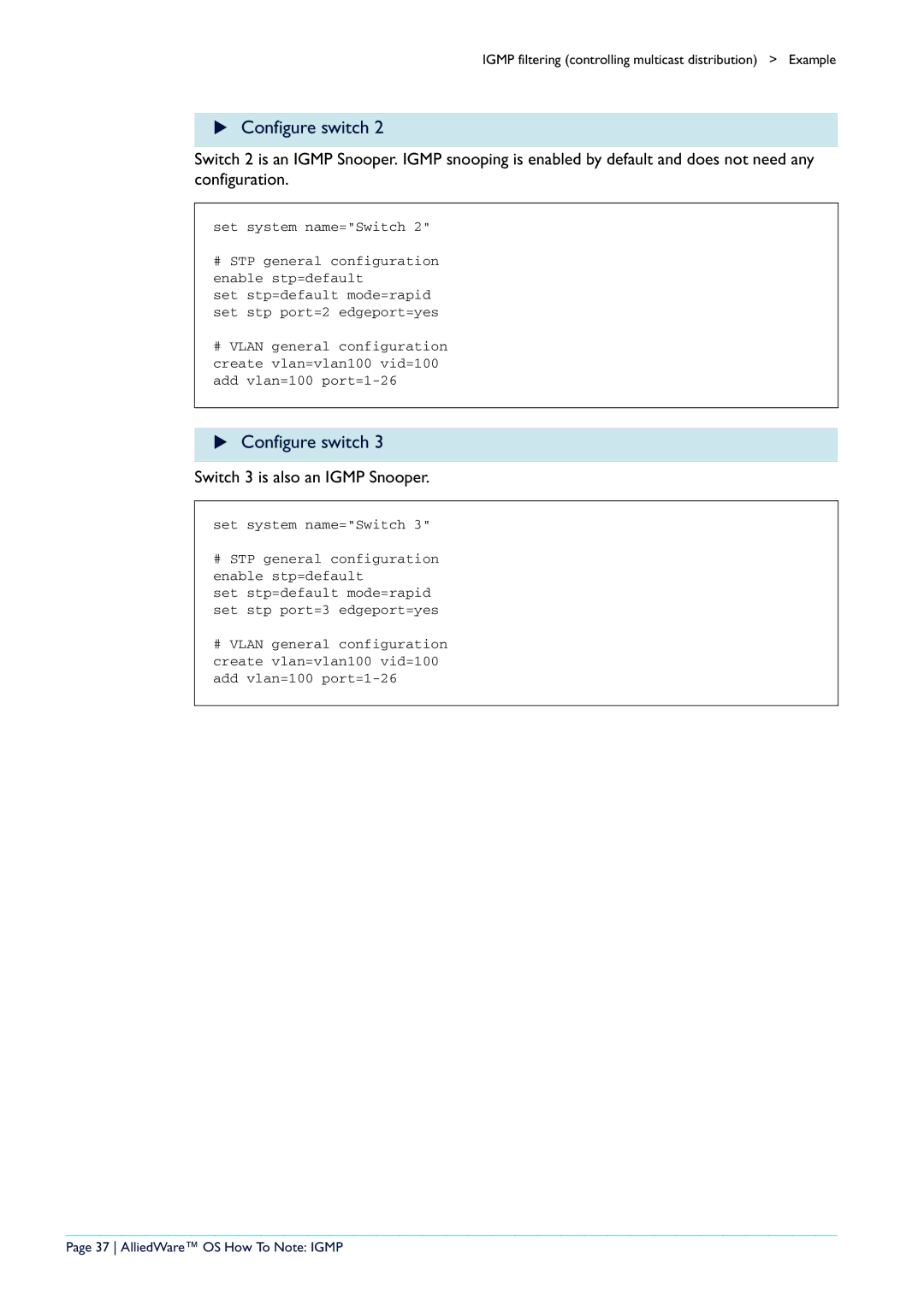 Allied Telesis AR400 manual Switch 3 is also an Igmp Snooper, AlliedWare OS How To Note Igmp 