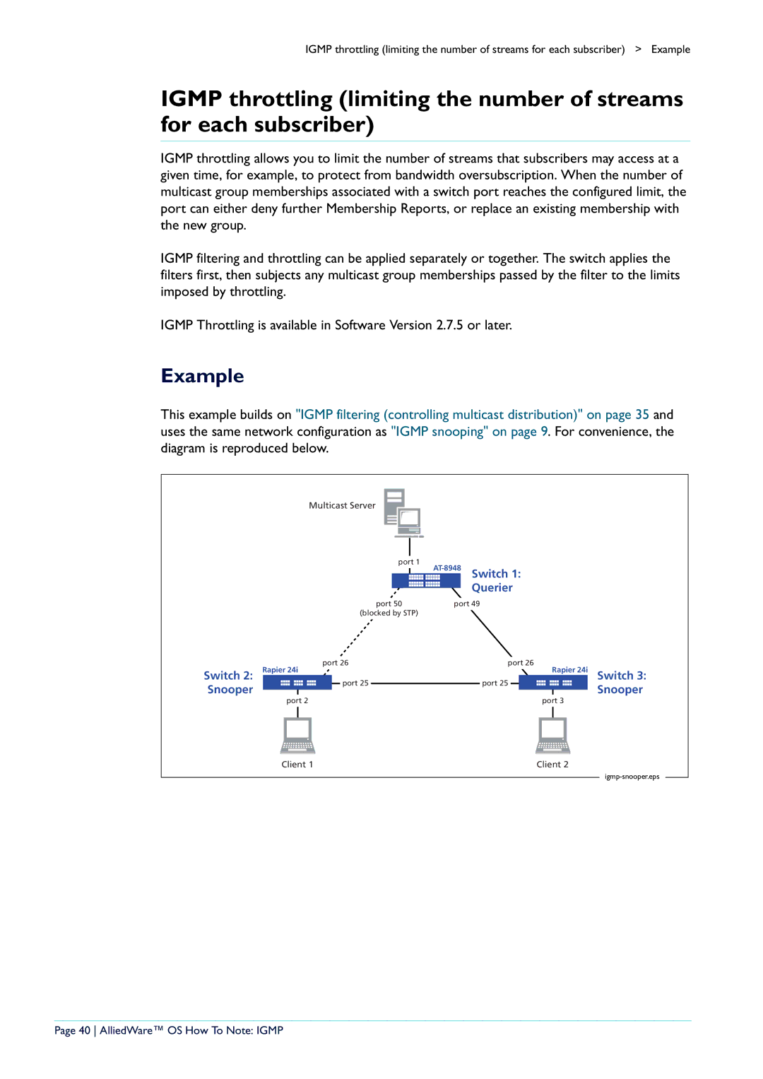 Allied Telesis AR400 manual Example, AlliedWare OS How To Note Igmp 