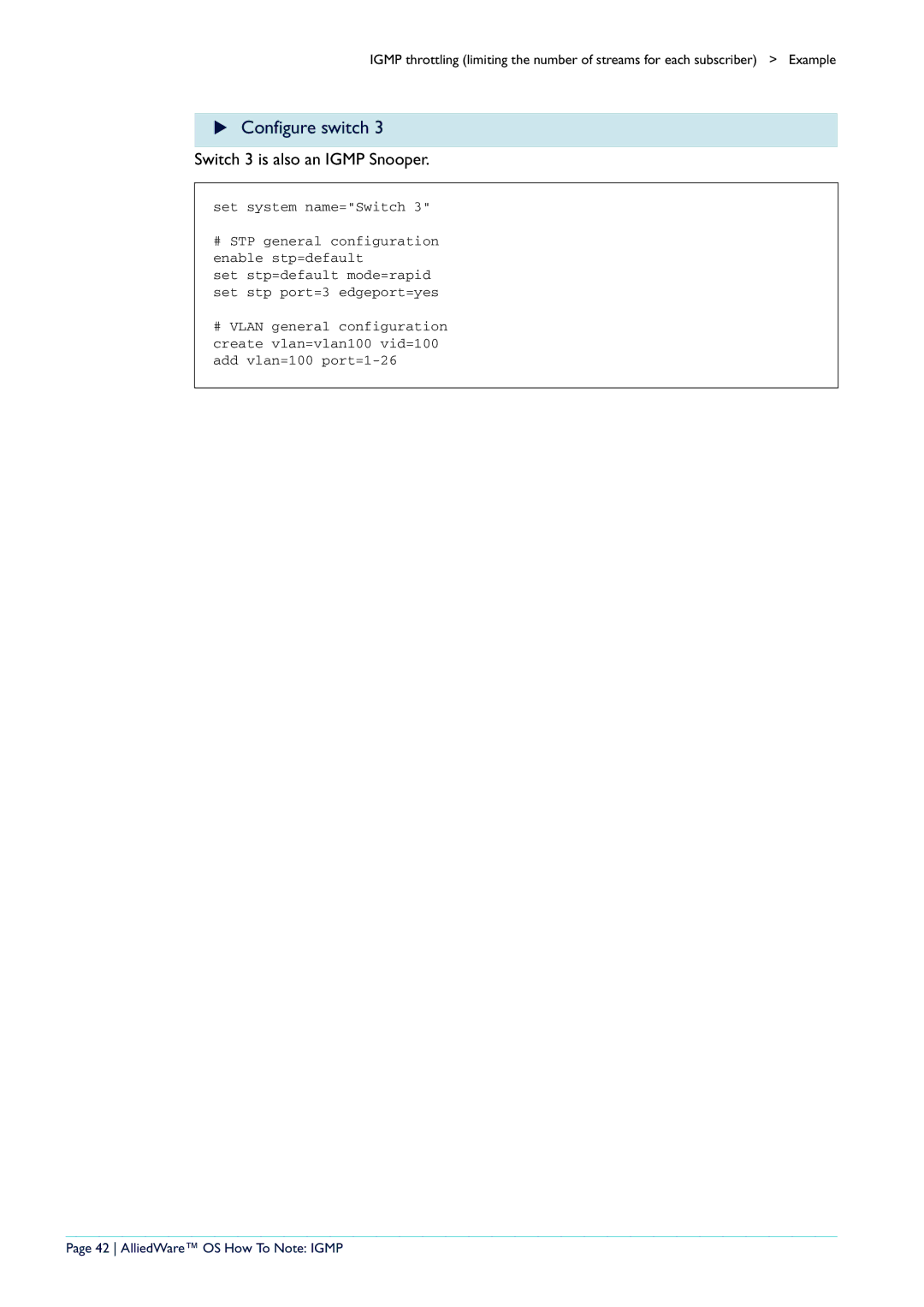 Allied Telesis AR400 manual Switch 3 is also an Igmp Snooper, AlliedWare OS How To Note Igmp 