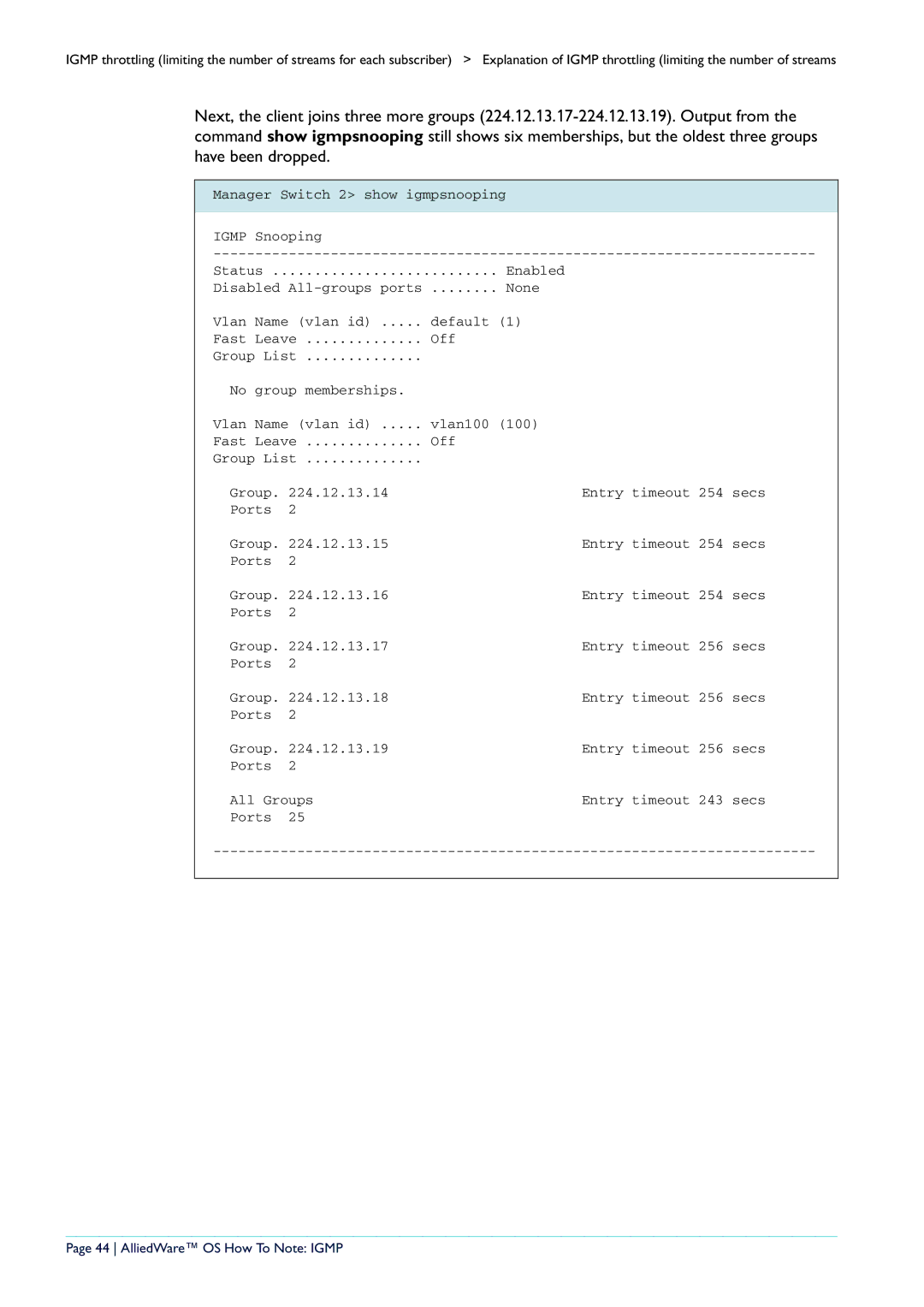 Allied Telesis AR400 manual AlliedWare OS How To Note Igmp 