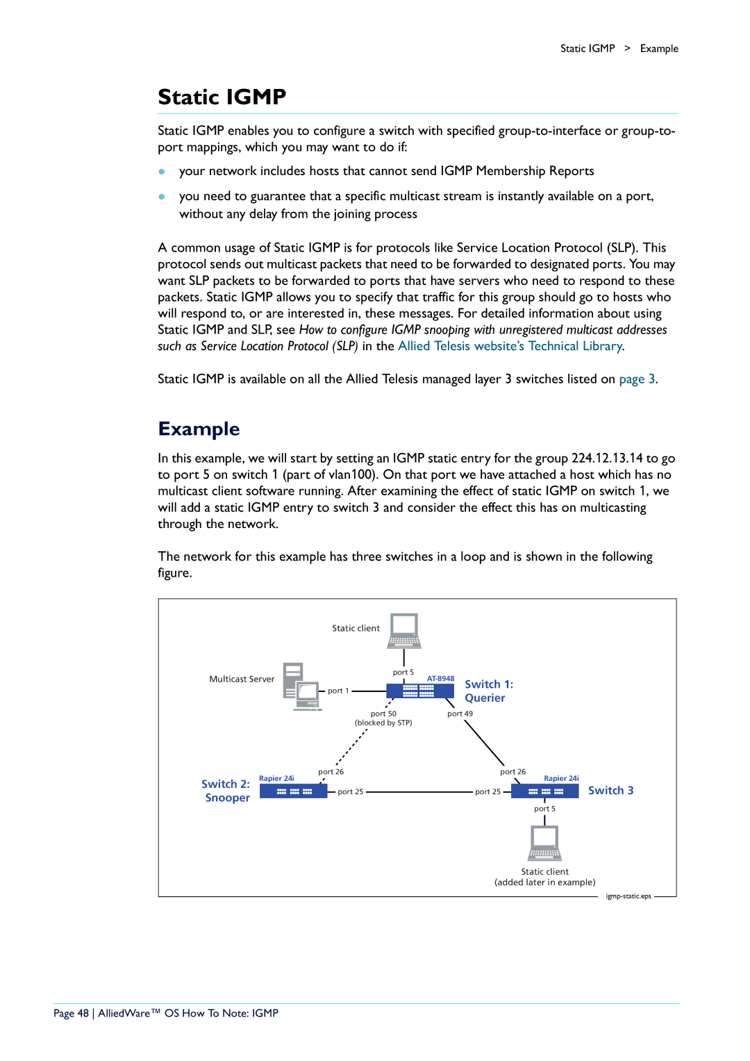 Allied Telesis AR400 manual Static Igmp, AlliedWare OS How To Note Igmp 