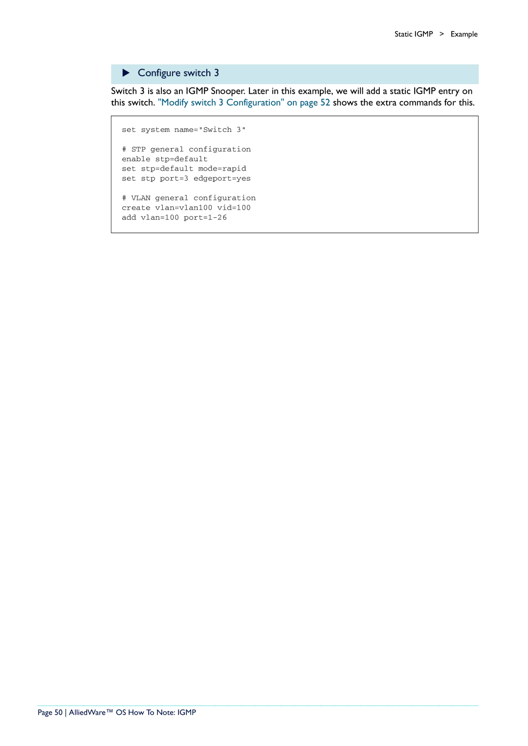 Allied Telesis AR400 manual AlliedWare OS How To Note Igmp 