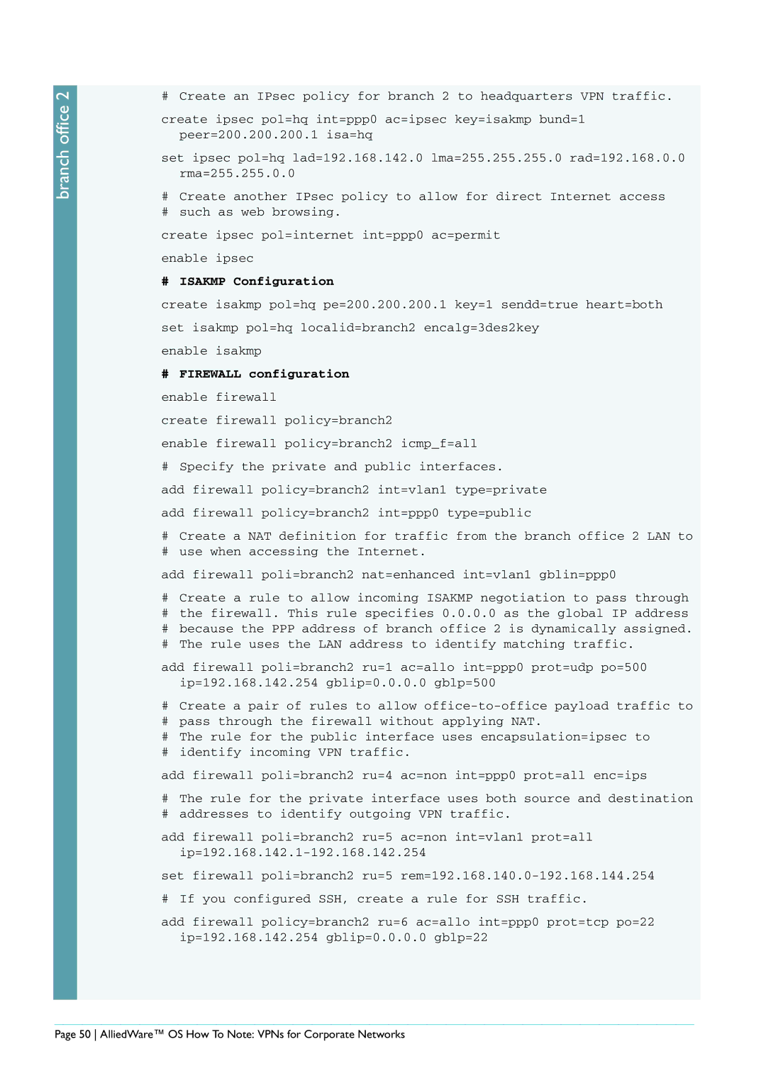 Allied Telesis AR440S manual AlliedWare OS How To Note VPNs for Corporate Networks 