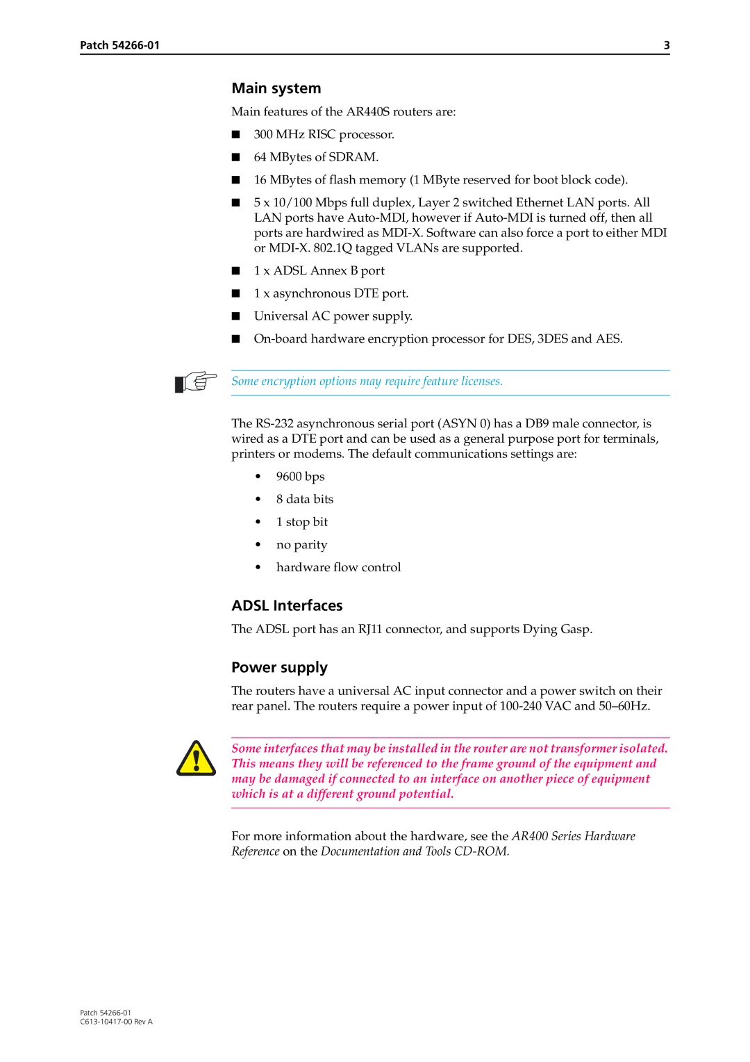 Allied Telesis AR441S manual Adsl Interfaces 