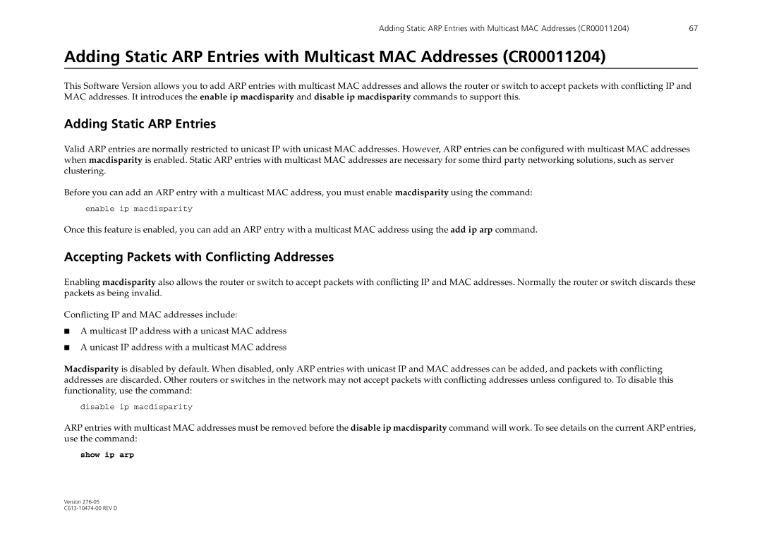 Allied Telesis AR44xS series manual Adding Static ARP Entries 