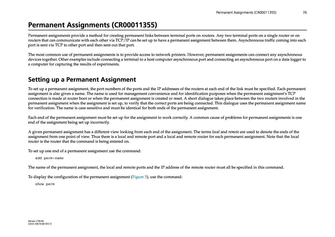 Allied Telesis AR44xS series manual Permanent Assignments CR00011355, Setting up a Permanent Assignment 