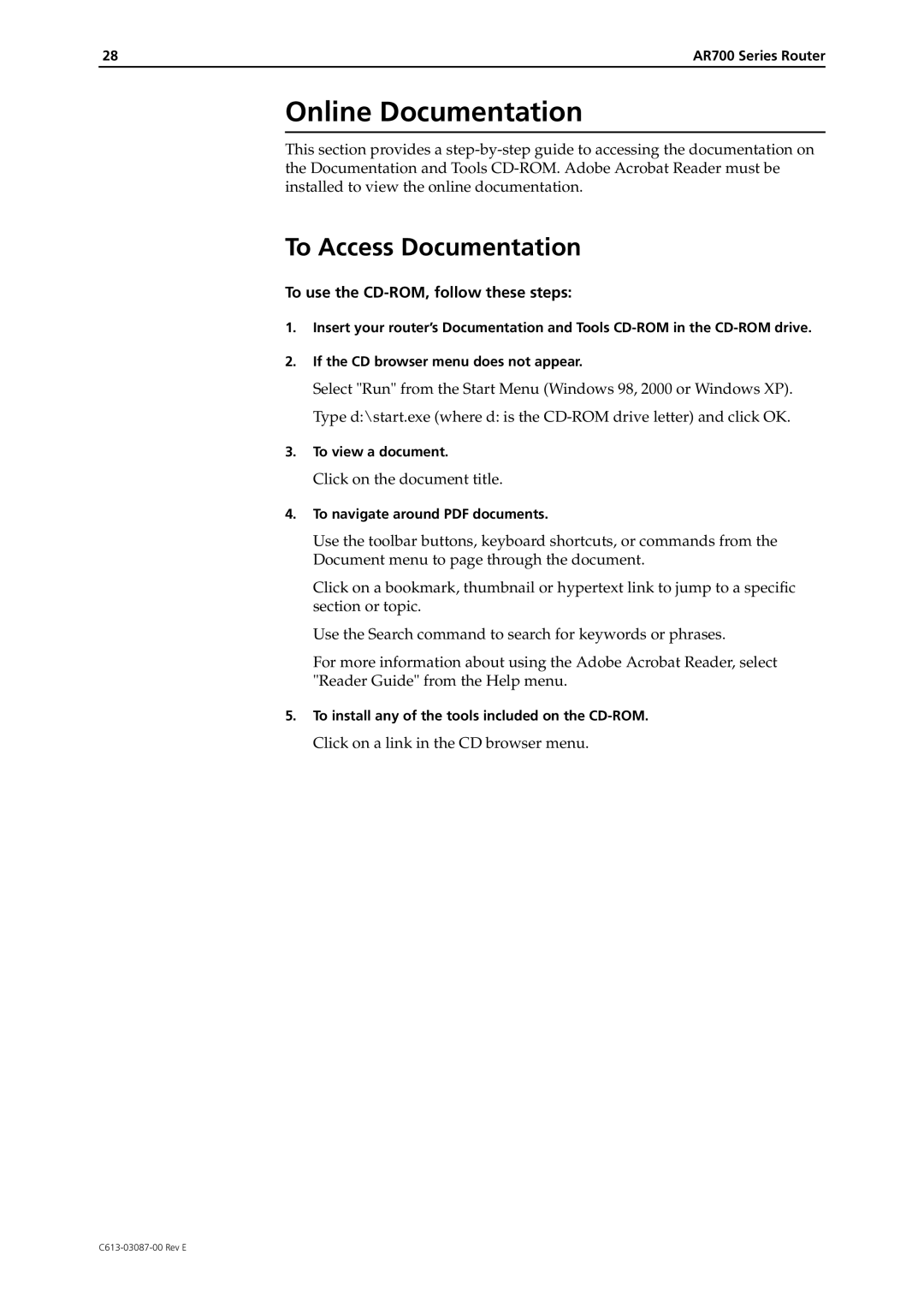 Allied Telesis AR700 Series manual Online Documentation, To Access Documentation, To view a document 