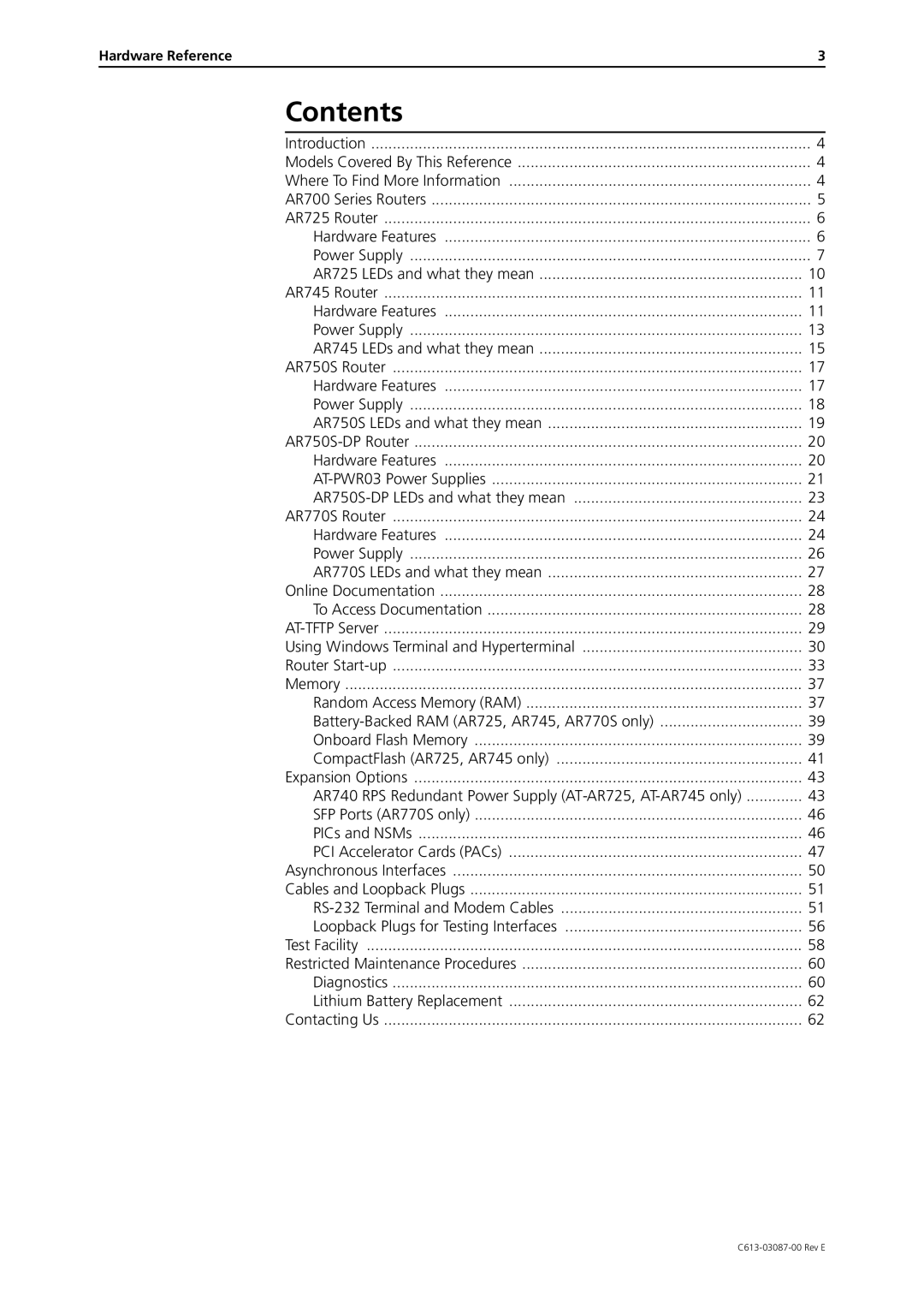 Allied Telesis AR700 Series manual Contents 