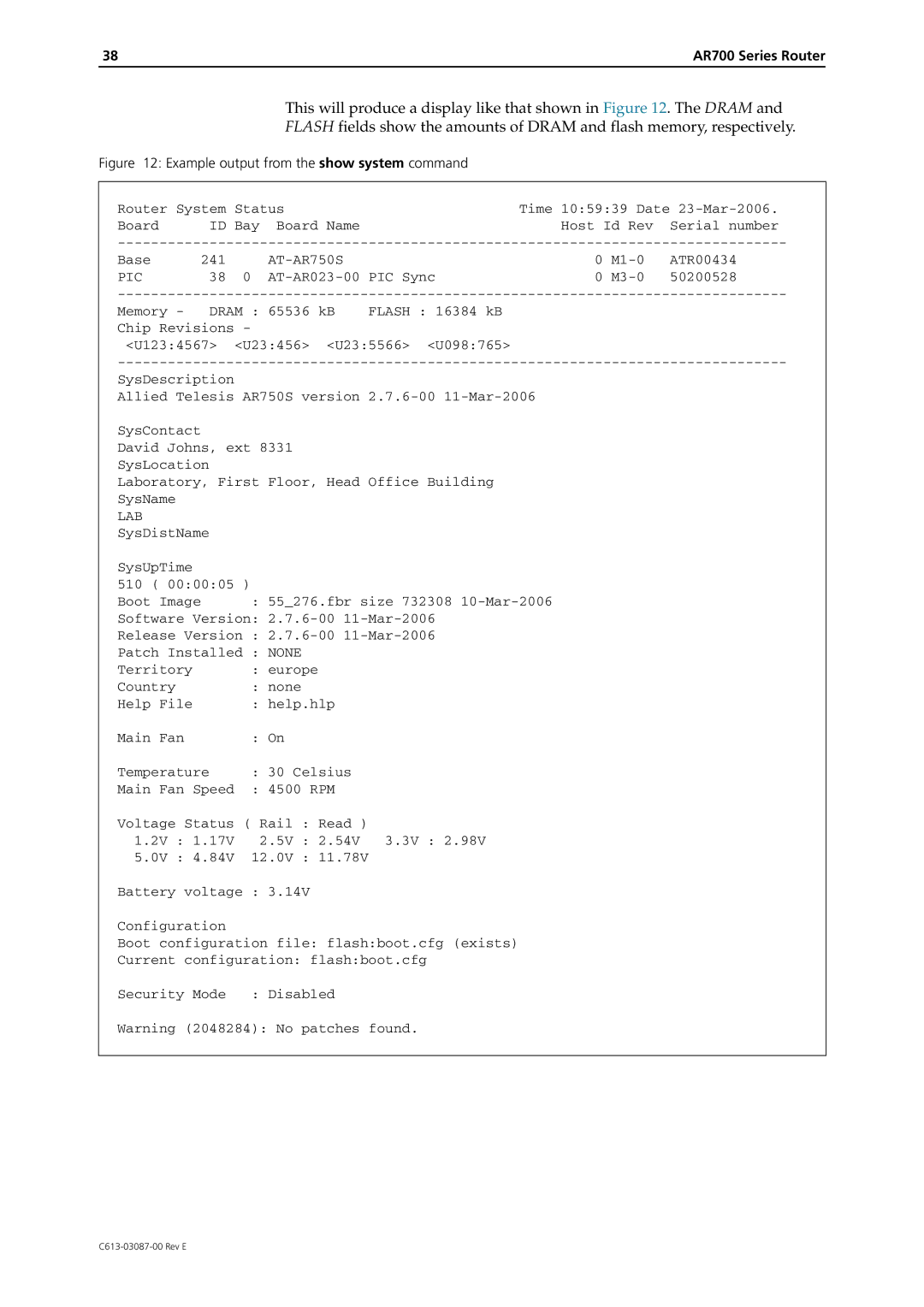 Allied Telesis manual 38AR700 Series Router, Pic 