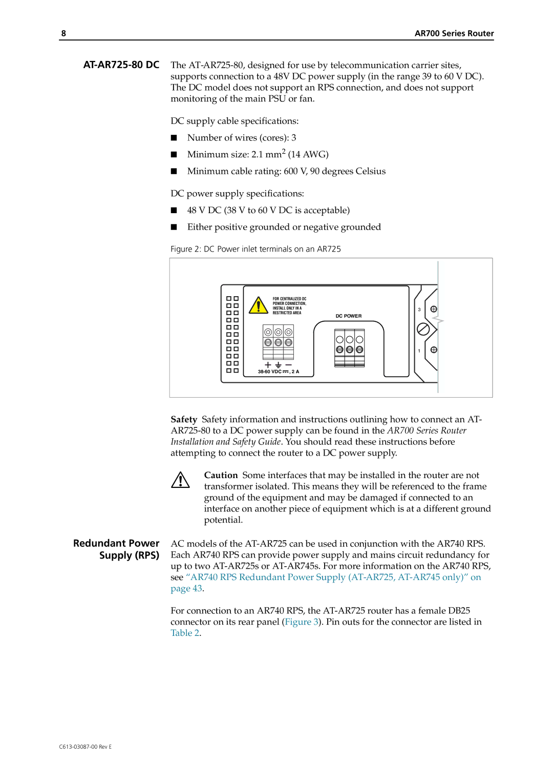 Allied Telesis AR700 Series manual Redundant Power Supply RPS 