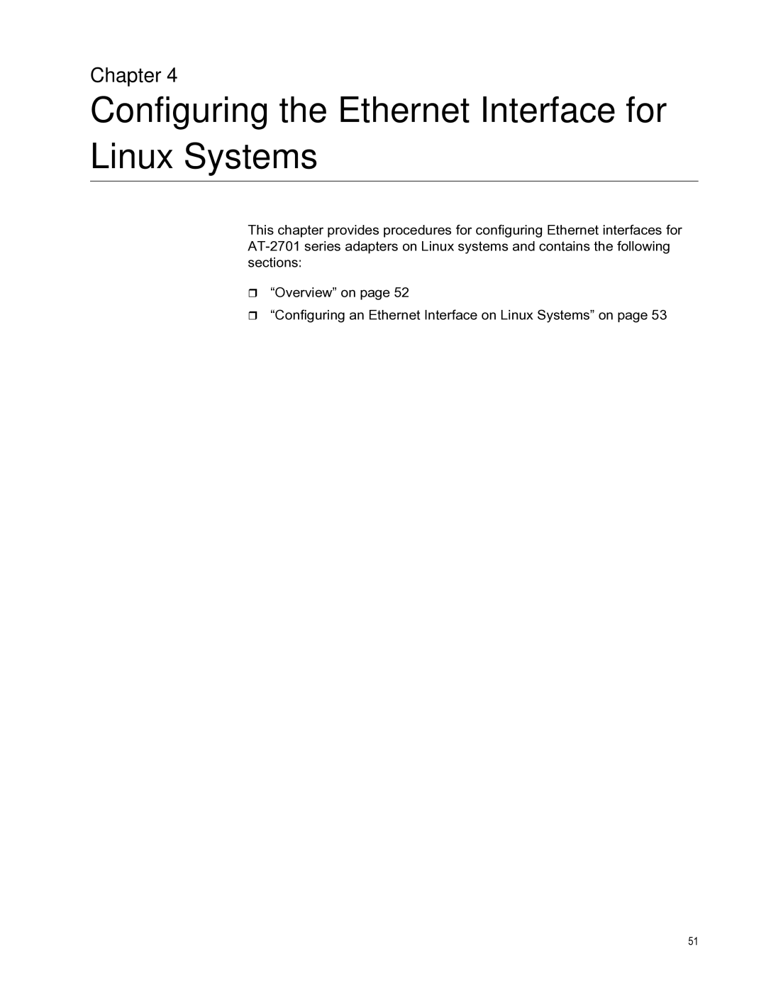 Allied Telesis AT-2701FTXA/SC, AT-2701FXA/ST, AT-2701FXA/SC Configuring the Ethernet Interface for Linux Systems, Chapter 