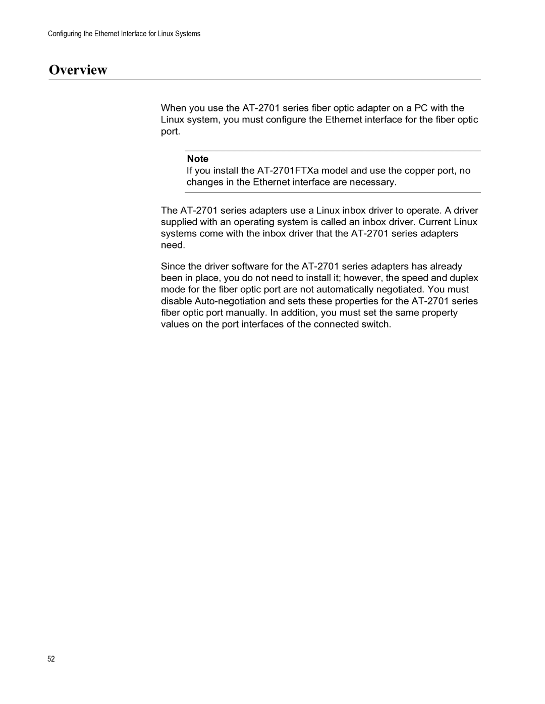 Allied Telesis AT-2701FXA/ST, AT-2701FXA/SC, AT-2701FTXA/ST, AT-2701FTXA/SC manual Overview 