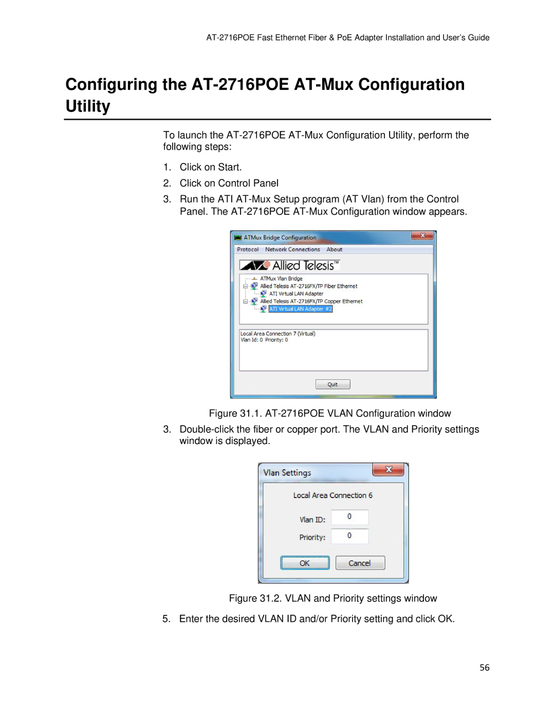 Allied Telesis manual Configuring the AT-2716POE AT-Mux Configuration Utility 