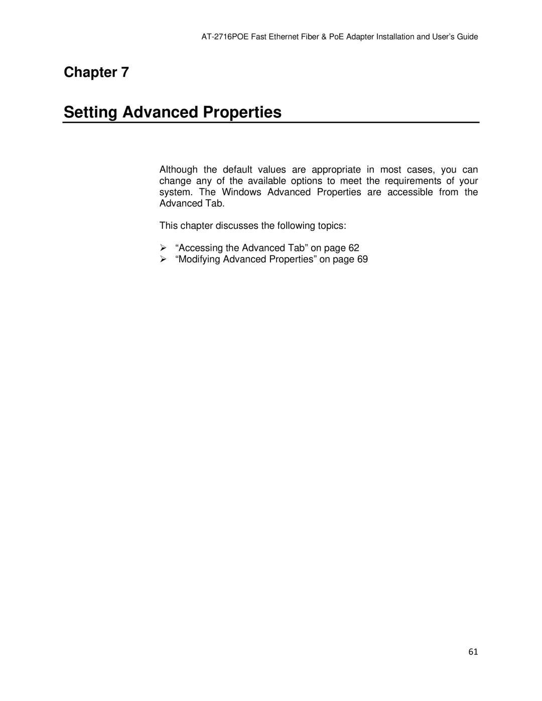 Allied Telesis AT-2716POE manual Setting Advanced Properties 