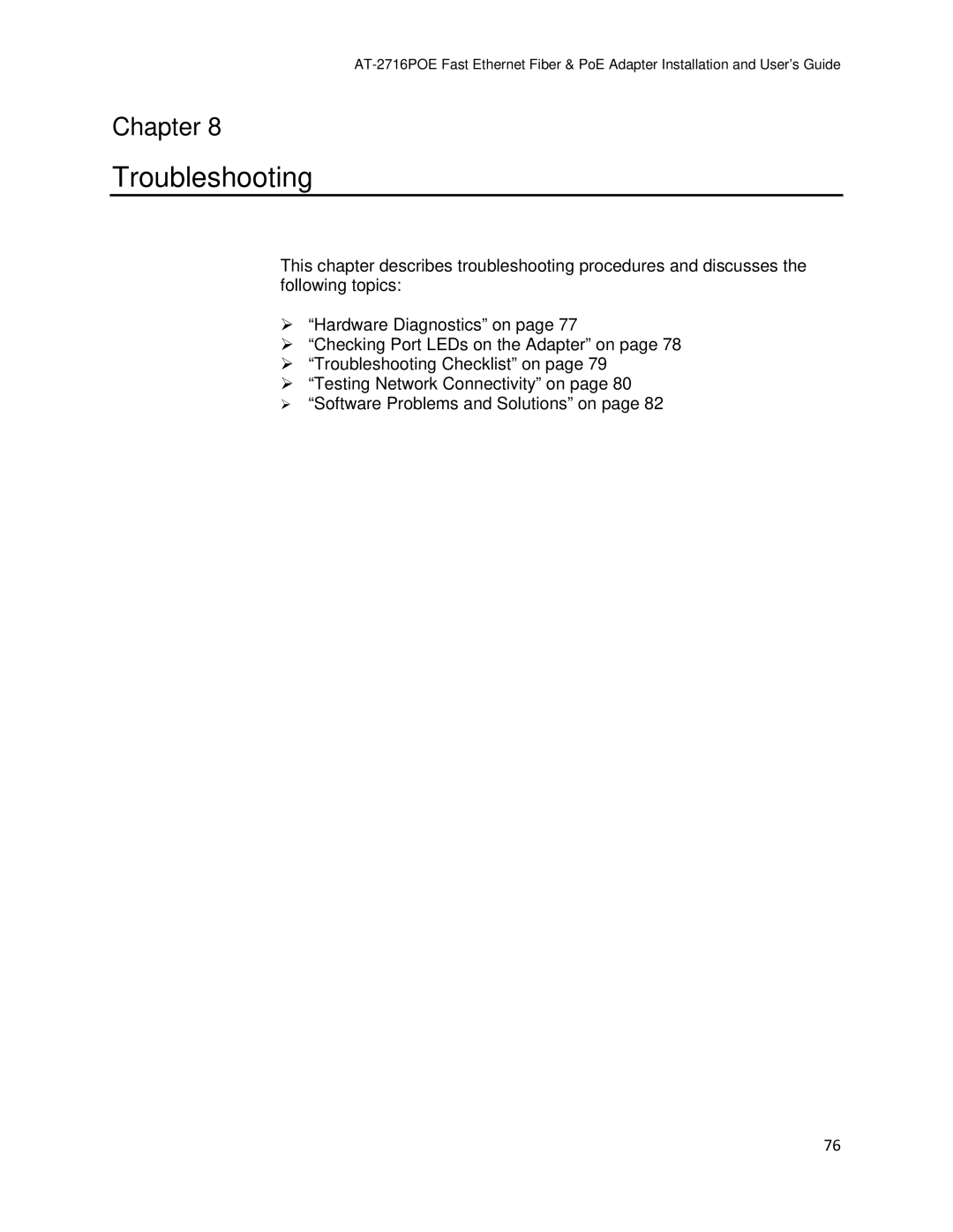 Allied Telesis AT-2716POE manual Troubleshooting 