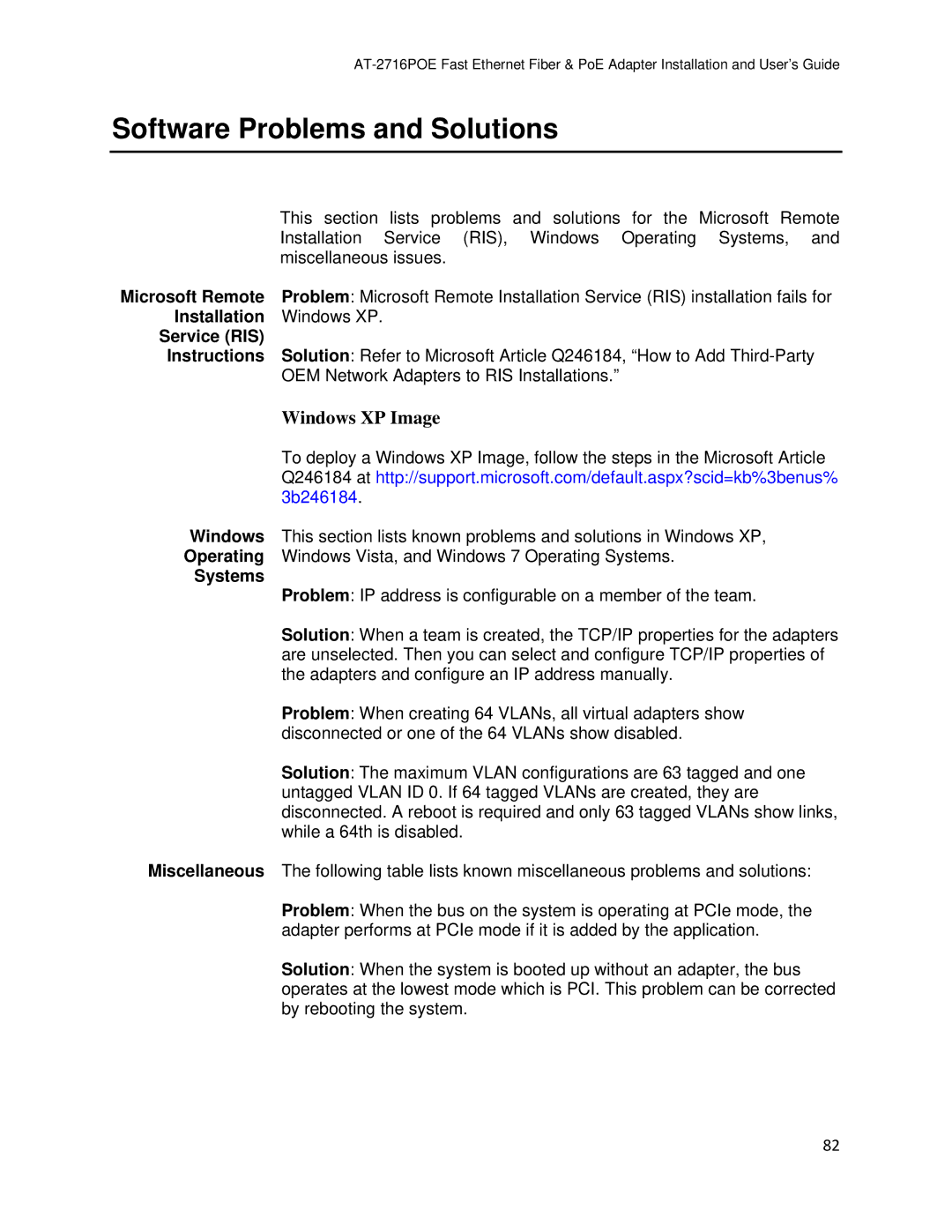 Allied Telesis AT-2716POE manual Software Problems and Solutions 