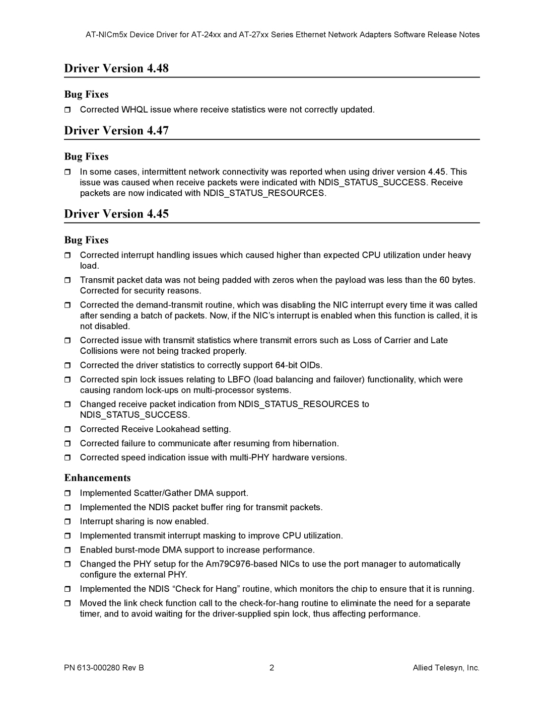 Allied Telesis AT-27xx, AT-24xx installation instructions Ndisstatussuccess 